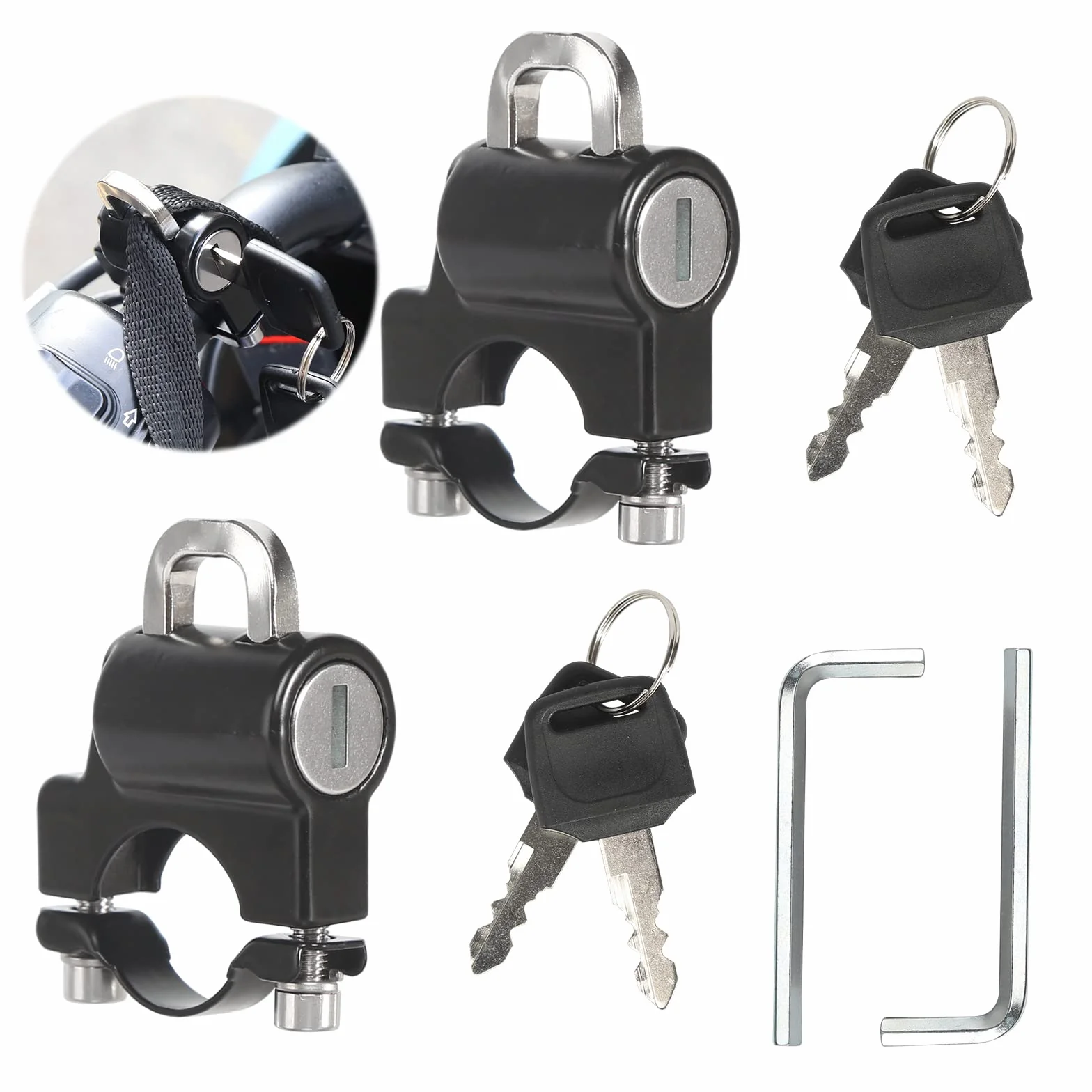 2 szt. Kłódka Kask Motocykl Uniwersalny Akcesoria do Jazda Nadaje się Aluminium do Kierownicy 22 mm - 28mm