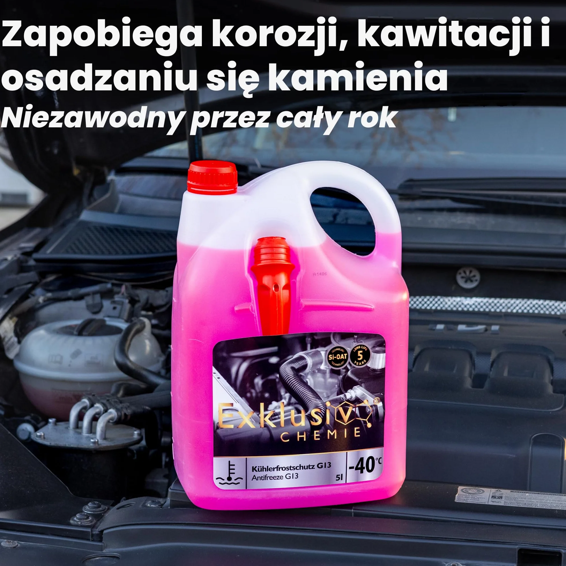 Exklusiv Chemie 5 liter G13 Radiator Antifreeze 5 år | Kylvätska bil till -40° | G13 Coolant car | Klar för användning | Långvarigt skydd av motordelar