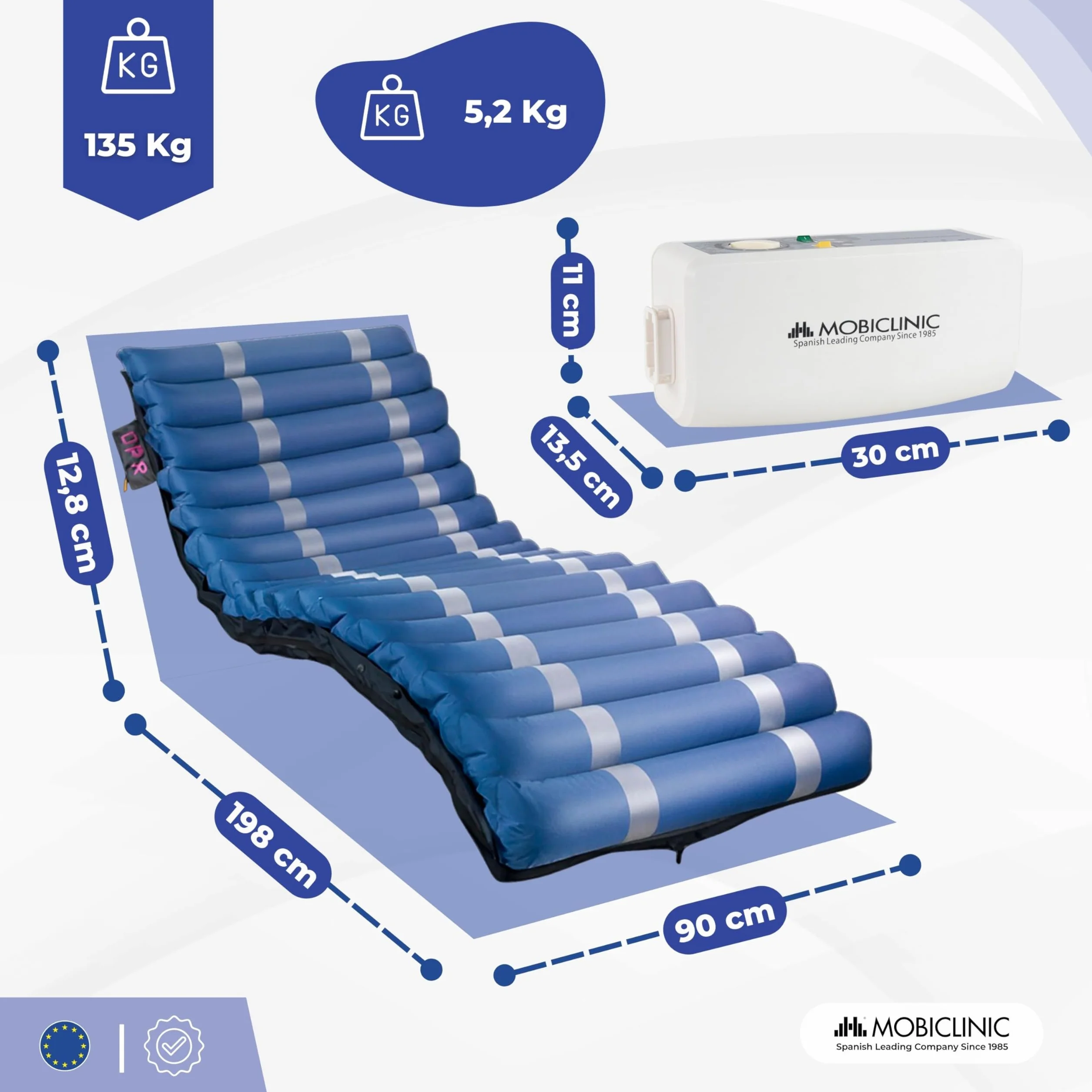 Mobiclinic Mobi 3 Materac przeciwodleżynowy bąbelkowy 200x90x12,8 cm 17 komórek TPU Nylon