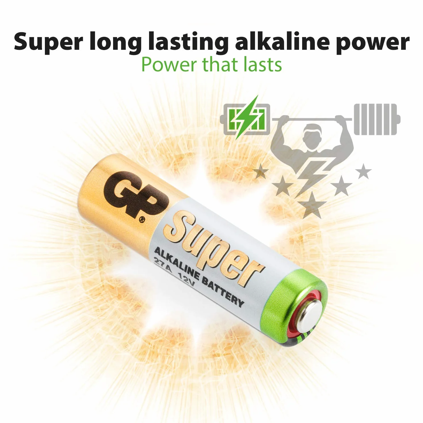 GP Alkaliczna karta wysokiego napięcia 27A (MN27) 5 | 27 A | 12,0 V | MN27, chrom/czarny/czerwony