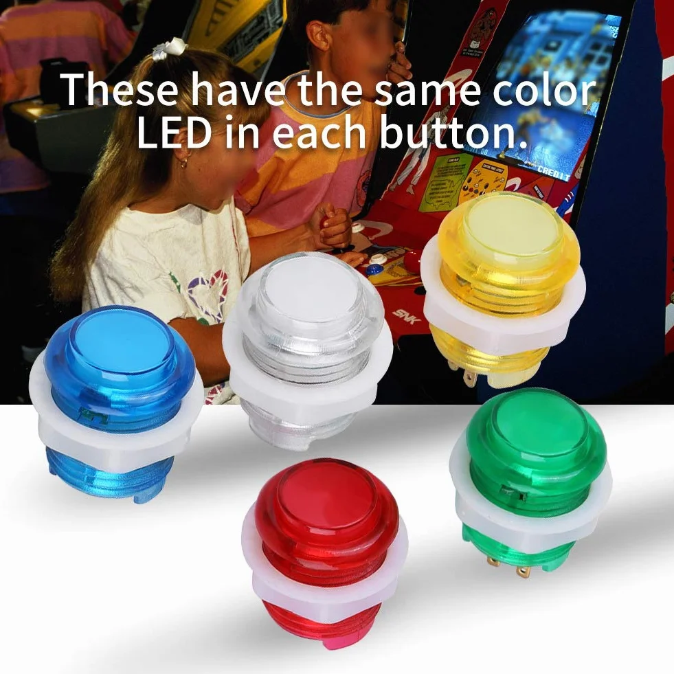 5 Sztuk 5V 24mm Przycisk Jumbo z Mikroprzełącznikiem LED Podświetlany Samoresetujący Przełącznik Wciskany