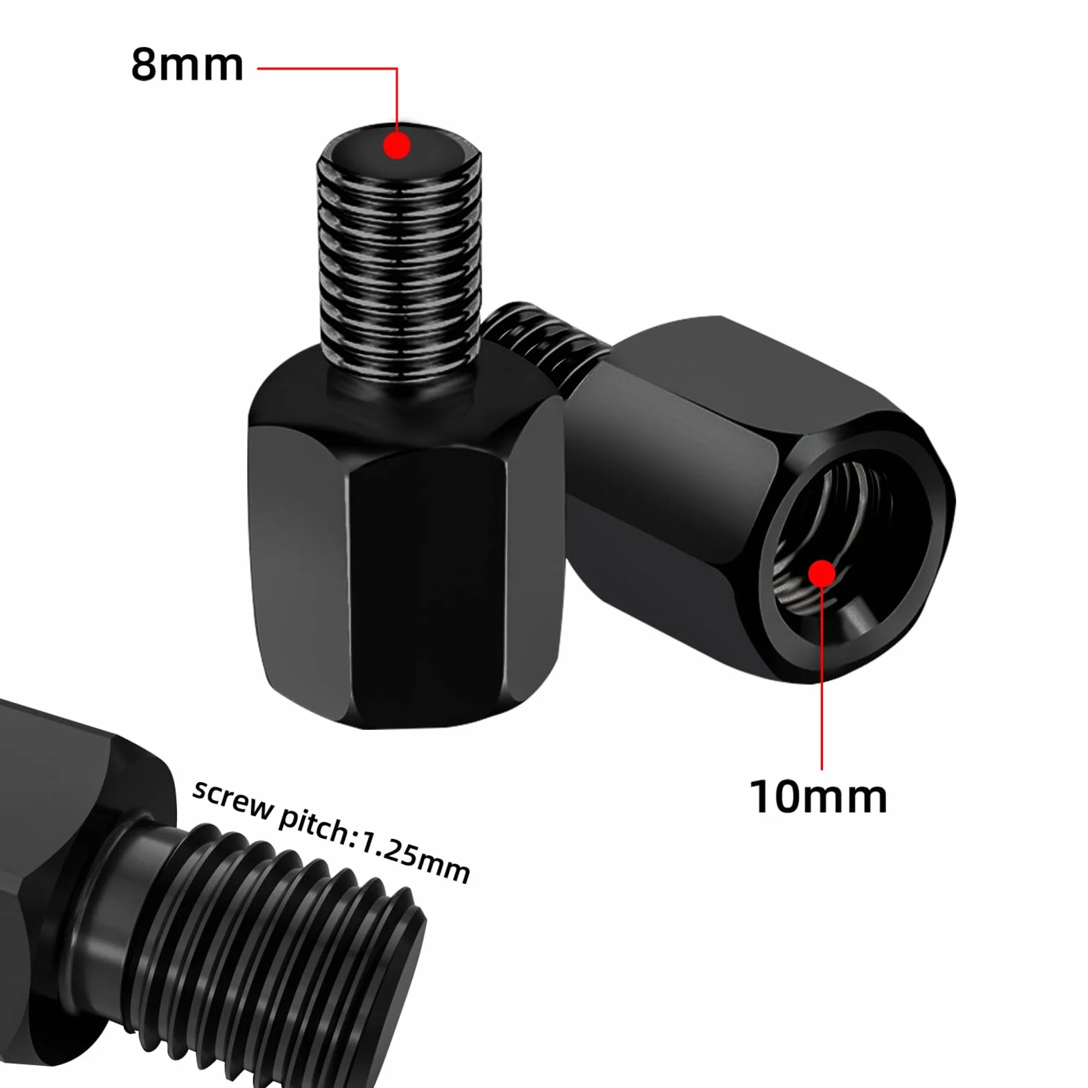 M10 M8 adapter lusterka prawego do lusterka motocyklowego, zestaw 2 szt