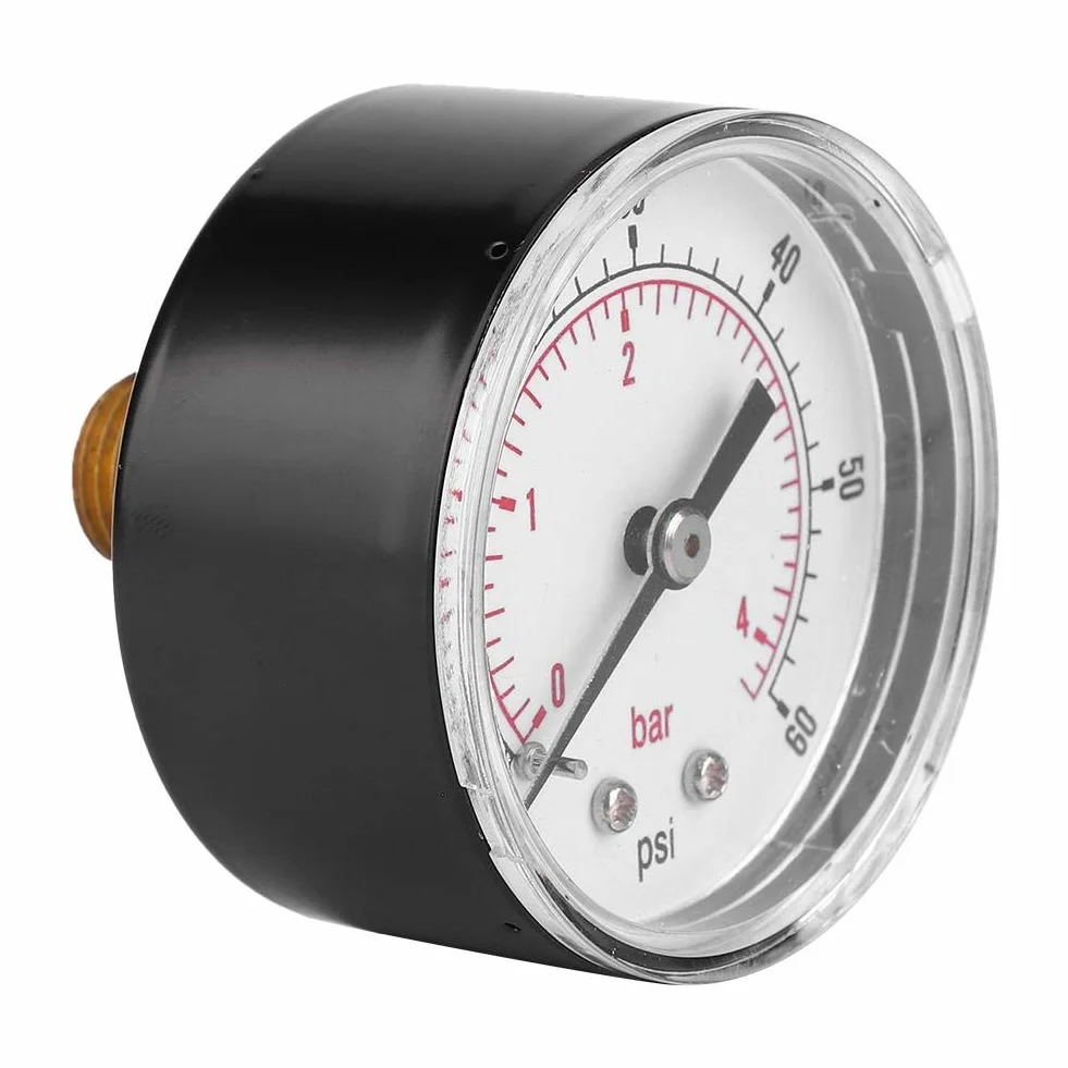 Manometr, tarcza 50 mm Osiowy manometr 1/4 BSPT do powietrza, wody, oleju i gazu (0-60 psi 0-4 bar)
