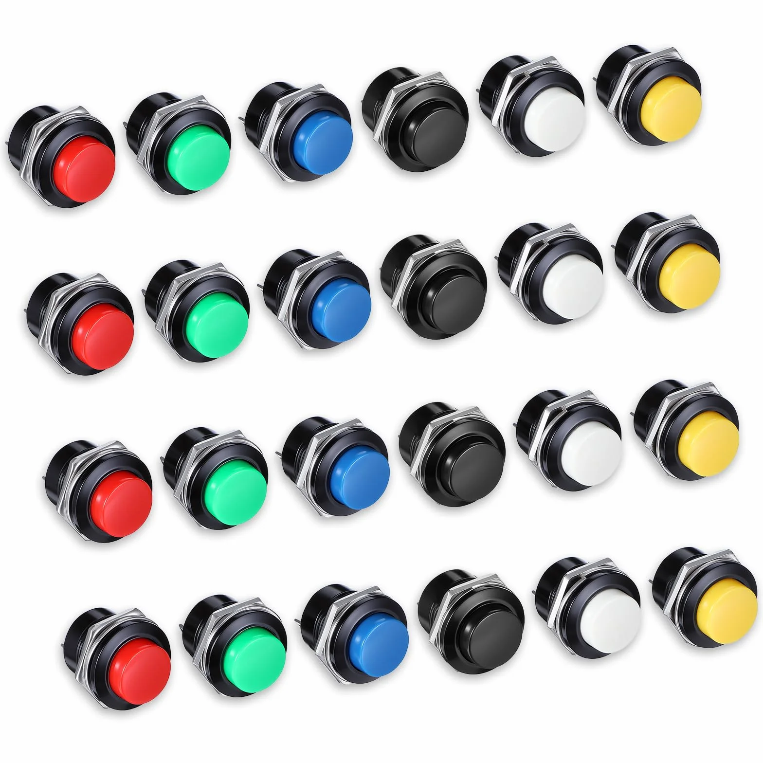 Przełączniki Push Button Momentary 16 mm 3A 250V AC 2-biegunowe 24 sztuki