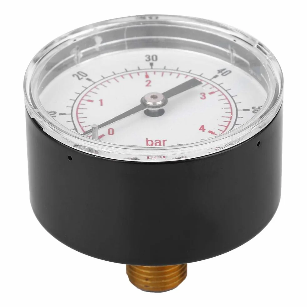 Manometr, tarcza 50 mm Osiowy manometr 1/4 BSPT do powietrza, wody, oleju i gazu (0-60 psi 0-4 bar)