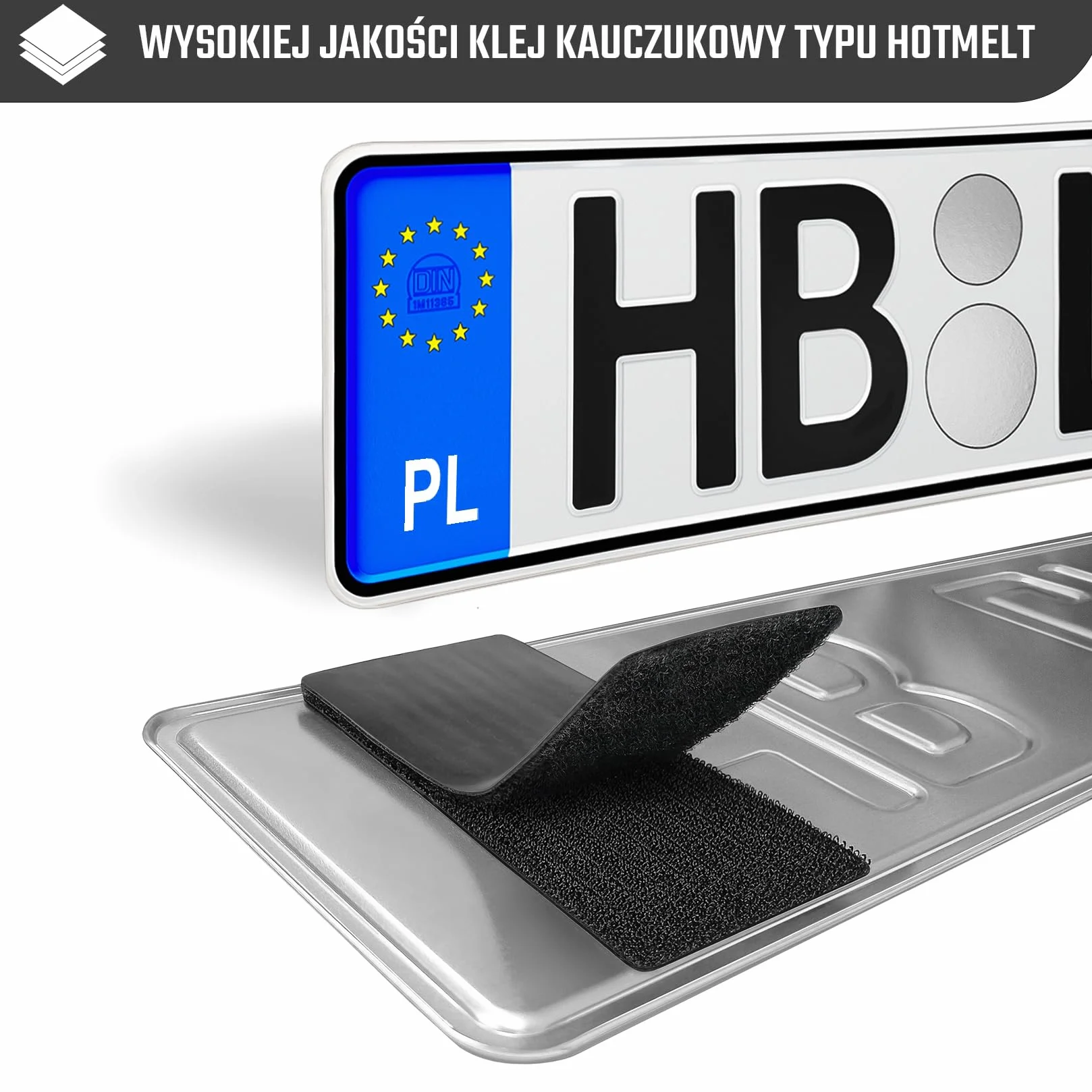 Uchwyt tablicy rejestracyjnej 2x niewidoczny - uniwersalny & bardzo mocny - Ramka do tablic rejestracyjnych - dla wszystkich typów pojazdów i tablic rejestracyjnych - mocowanie na rzep - A315-5