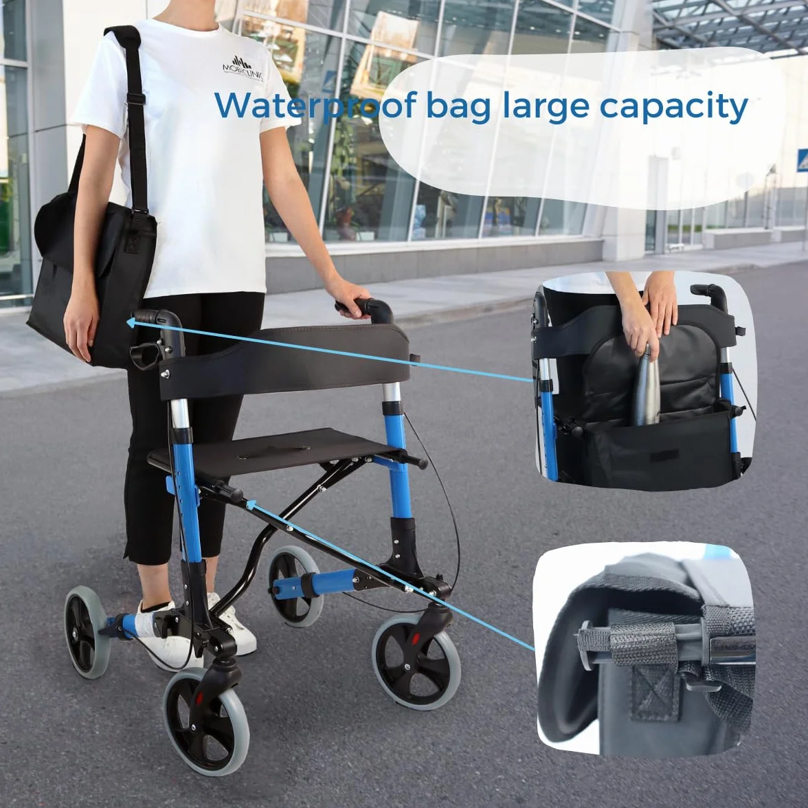 Mobiclinic Trajano Deluxe Składany Chodzik z 4 kołami Aluminium Hamulce na dźwigniach Siedzisko i oparcie