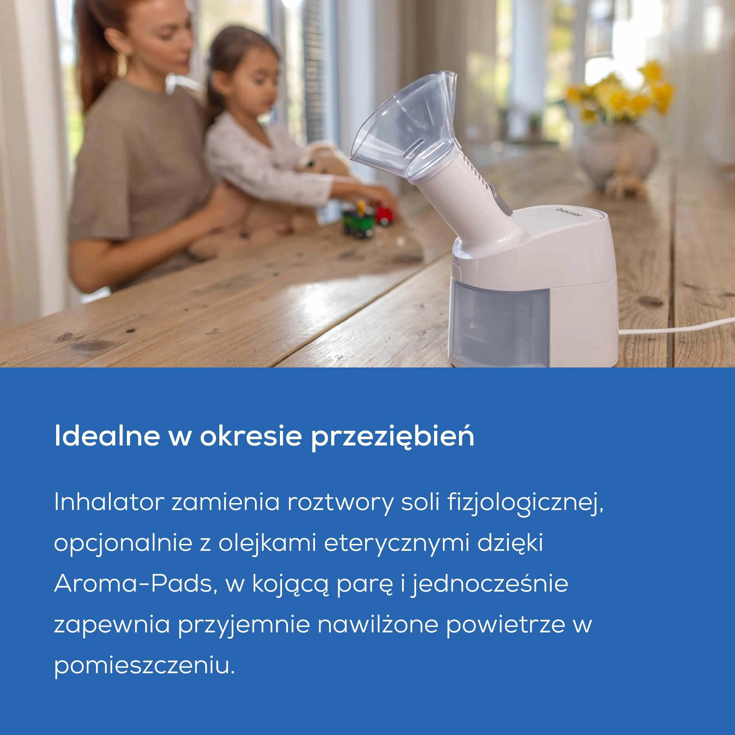 Beurer SI 40 inhalator parowy do nawilżania ust nosa gardła nebulizacja soli fizjologicznej olejków eterycznych