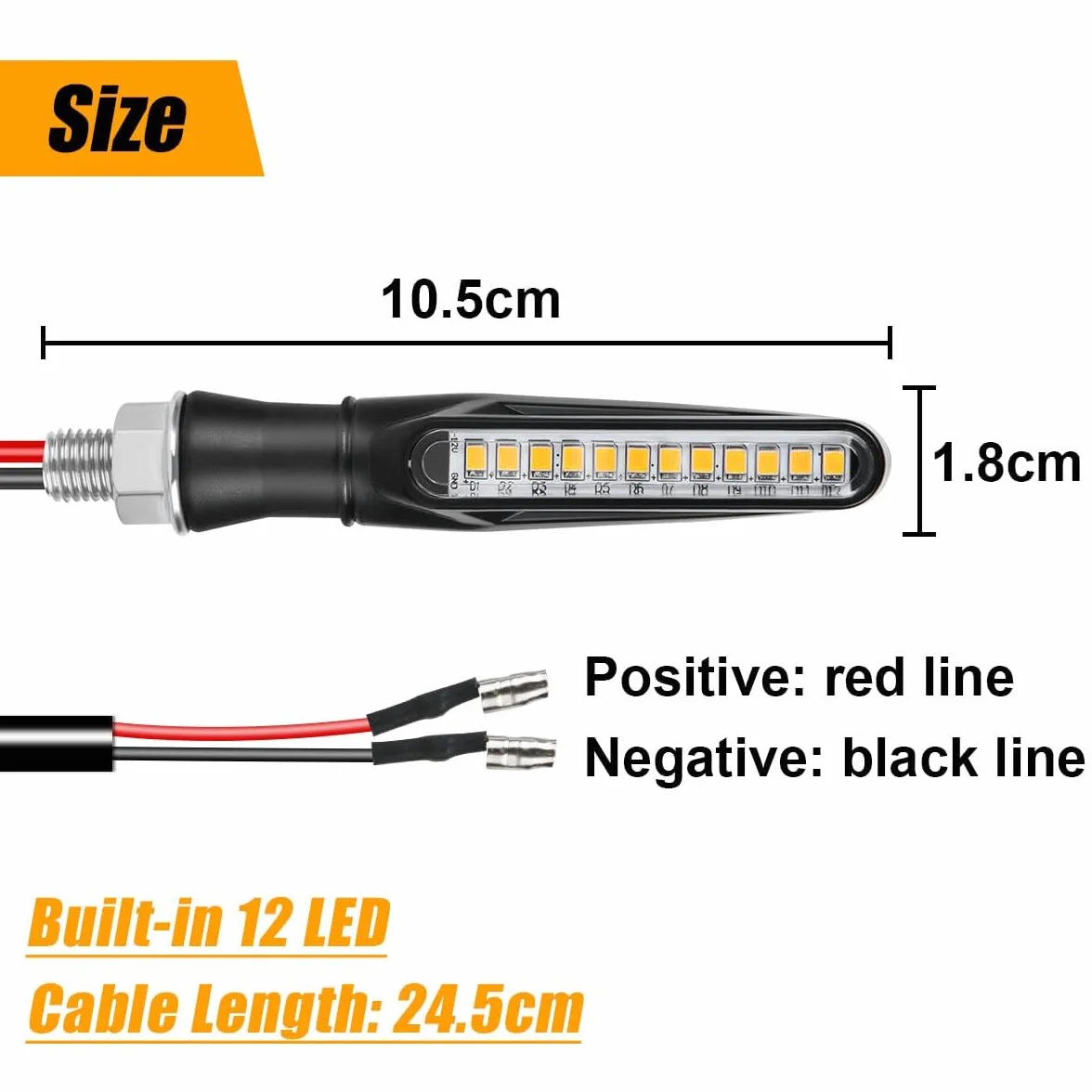URAQT 4 szt. kierunkowskazów motocyklowych, tryb Flowing, kierunkowskazy motocyklowe, 12 V, 12 diod LED, uniwersalne, wodoodporne, do quadów Cruiser Off Road