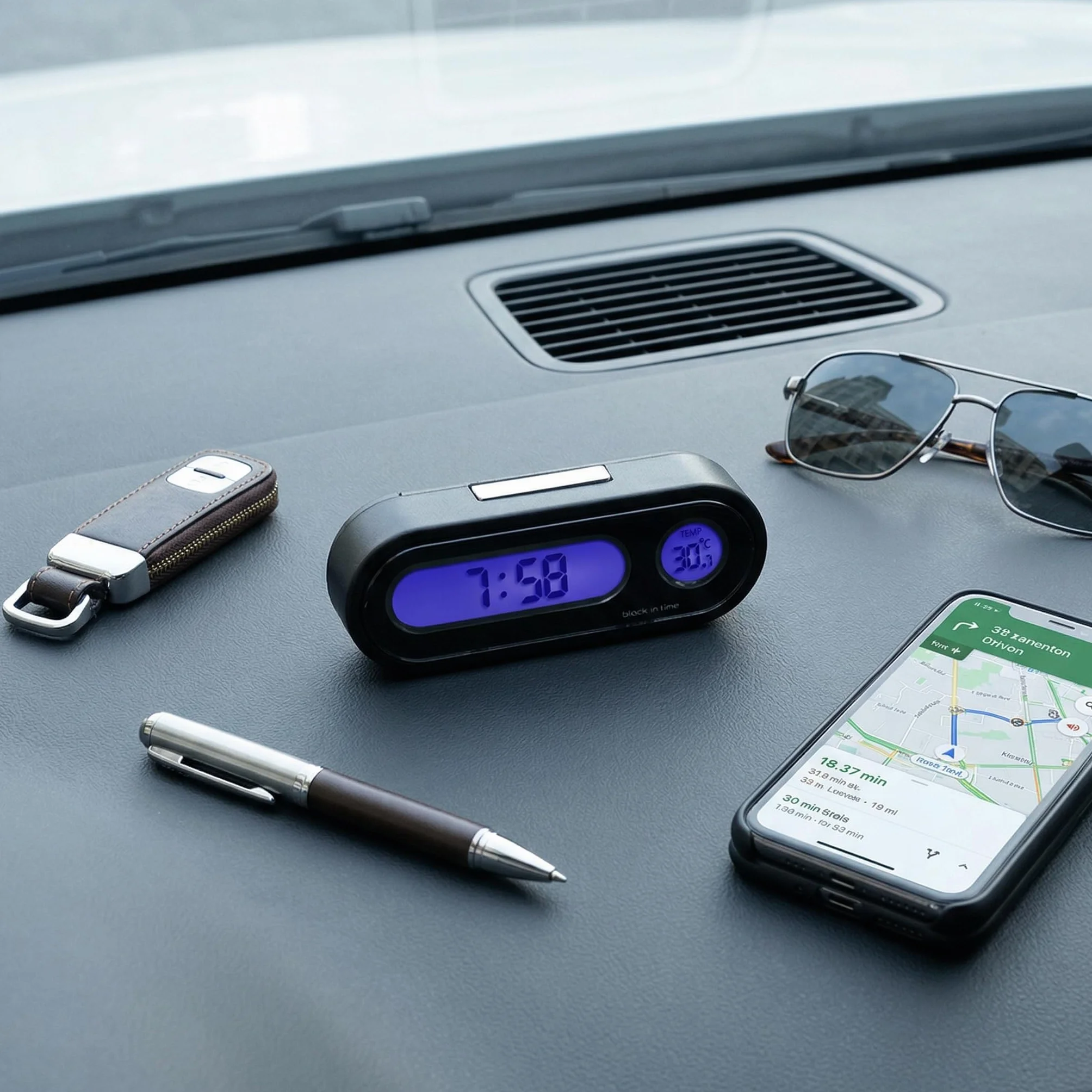 Wnętrze pojazdu samochodowego Mini elektroniczny zegar LED cyfrowy termometr woltomierz 2 w 1 modny wykwintny design wielofunkcyjny samochód biuro
