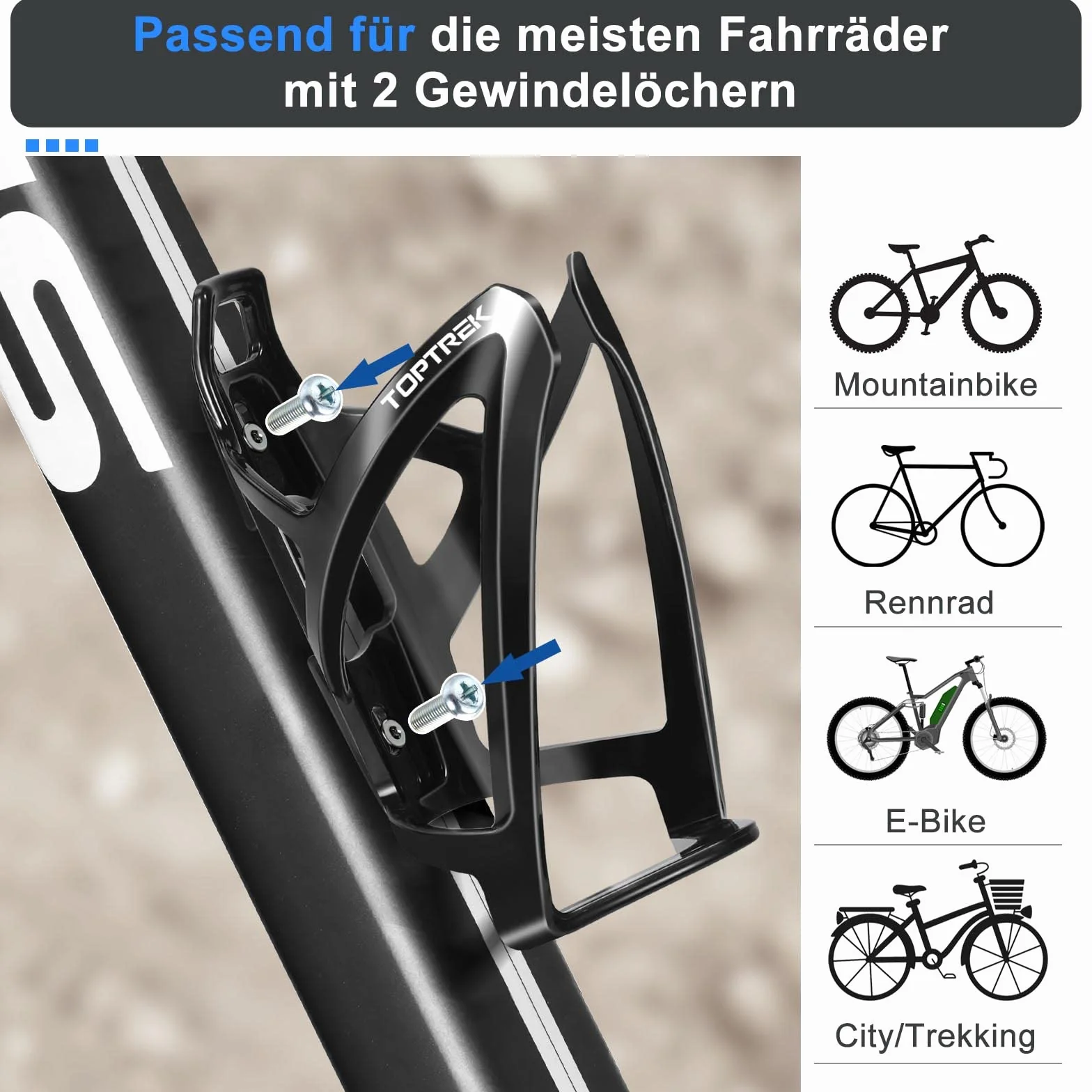 toptrek Uchwyt na butelki rowerowe, gradient kolorów, 36 g, lekki uchwyt na butelkę z wodą, do rowerów MTB, wyścigowych, górskich