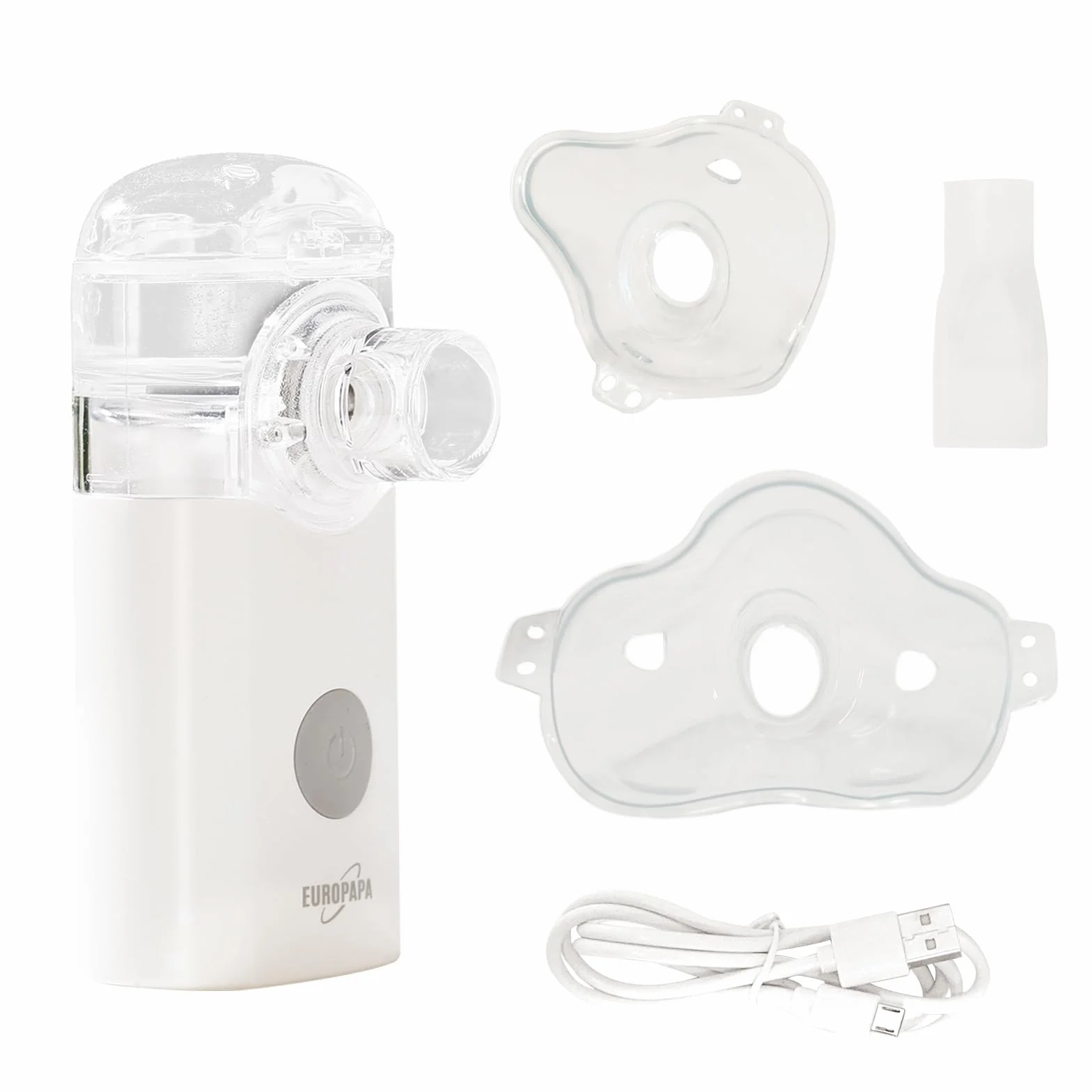 EUROPAPA Przenośny inhalator nebulizator z ustnikiem i maską, ładowany USB, cichy