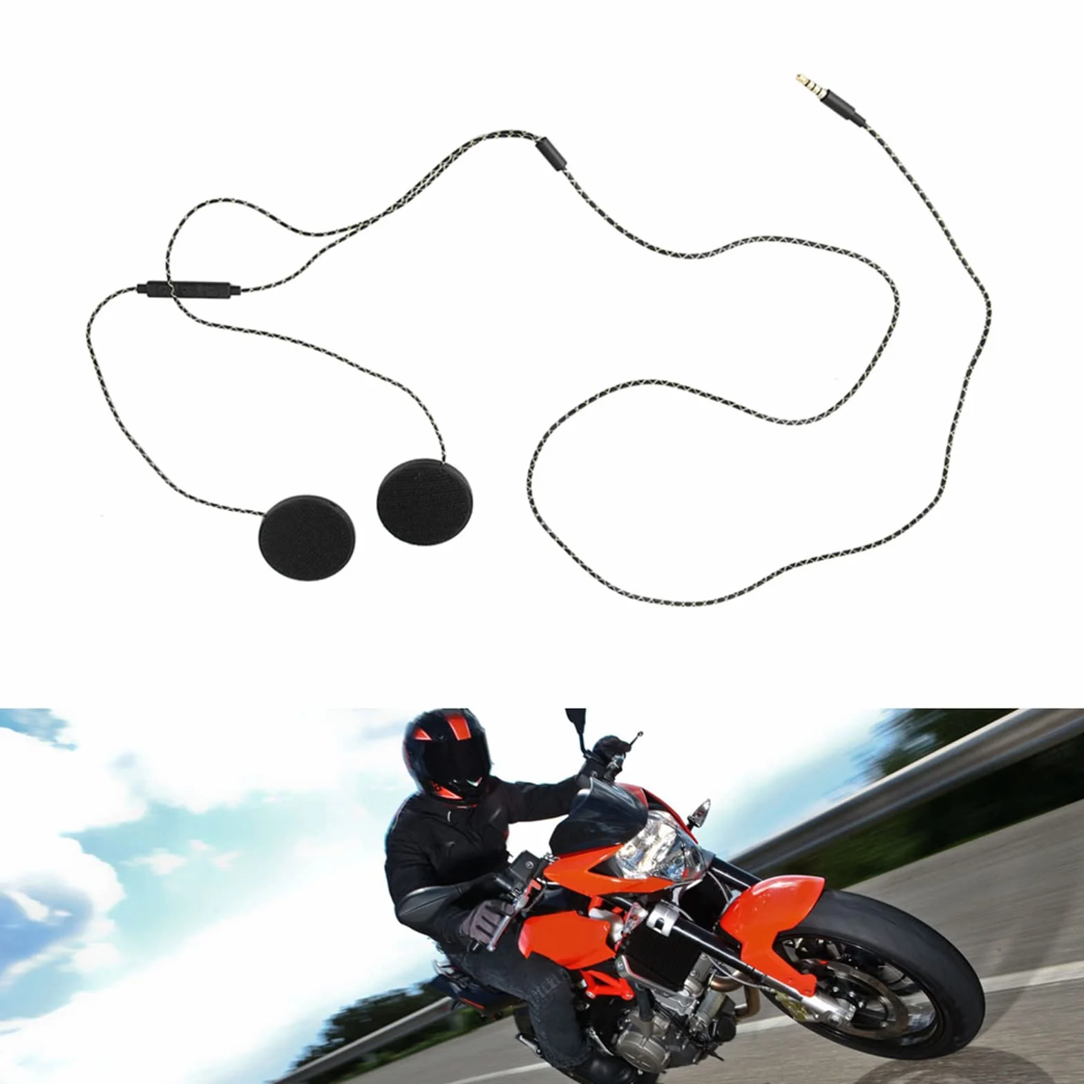 Ejoyous Głośnik kasku, gniazdo 3,5 mm, słuchawki do kasków motocyklowych, słuchawki z kablem, zestaw słuchawkowy, do komputerów z systemem iOS Android MP3