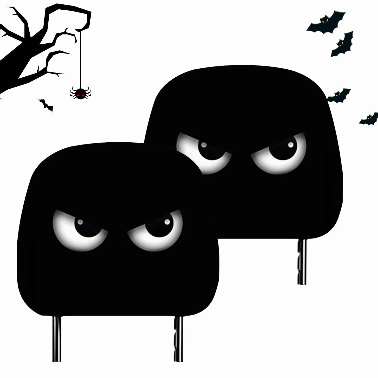 Pokrowce Na Zagłówek Samochodowy,Dwuczęściowy Zabawny Na Zagłówek Halloween Z Dużymi Oczami | Dekoracja Wnętrza Samochodu Codzienne Dojazdy Podróże - Dla Imprez Wyścigowych Codziennych Dojazdów Świ