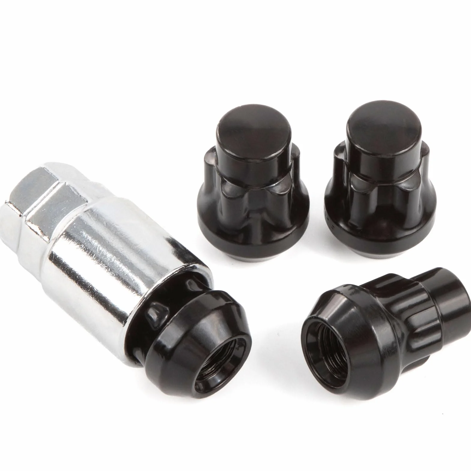 GAsupply Nakrętki zabezpieczające koła 4 + 1 M12 x 1,5, ochrona przed kradzieżą, z 1 adapterem, kompatybilne z większością F-ord Focus Fiesta, Nissan Mazda Mitsubishi, gniazdo stożkowe (chromowane)