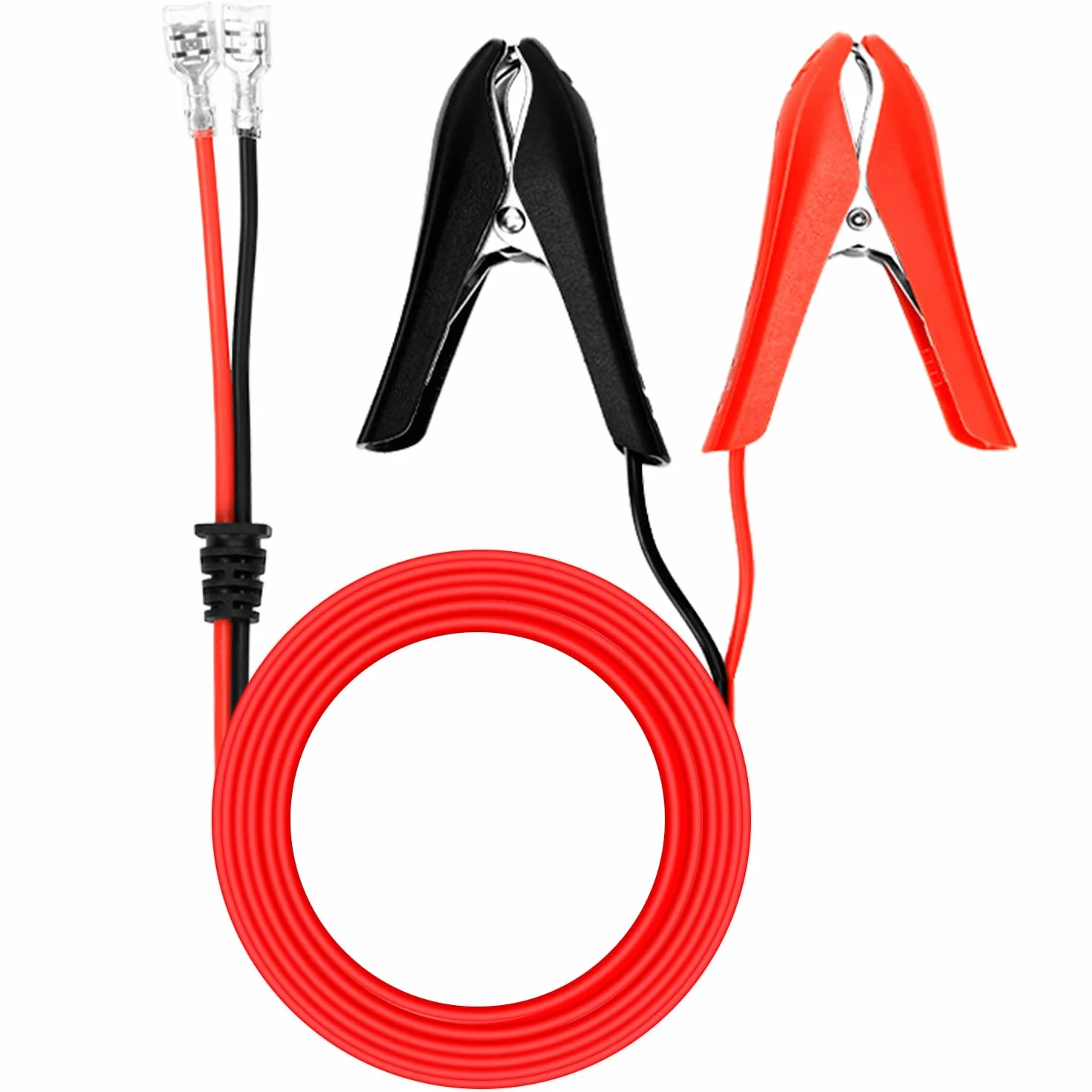 QWORK Zaciski krokodyli do akumulatora samochodowego 1,8 m 18 AWG 12 V z zaciskiem blokady zaciskowej, do zapłonu samochodu, połączenie akumulatora zapasowego