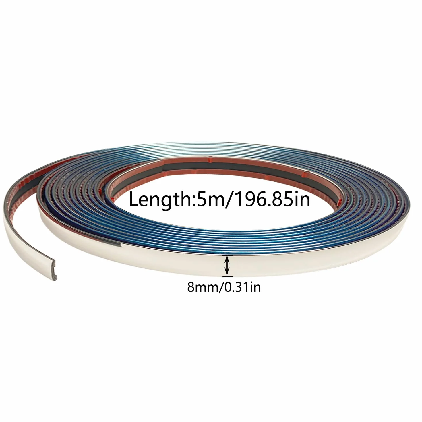 Chrom listwa wykończeniowa 8 mm*5 m chromowana różdżka do okien dekoracji zewnętrznych (5M, 8 mm)
