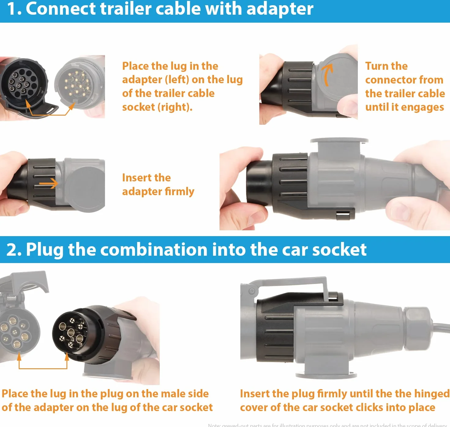 Adapter Valonic 7 do 13 Pin - Czarny Sprzęg Przyczepy do Samochodu i Ciężarówki, Krótki