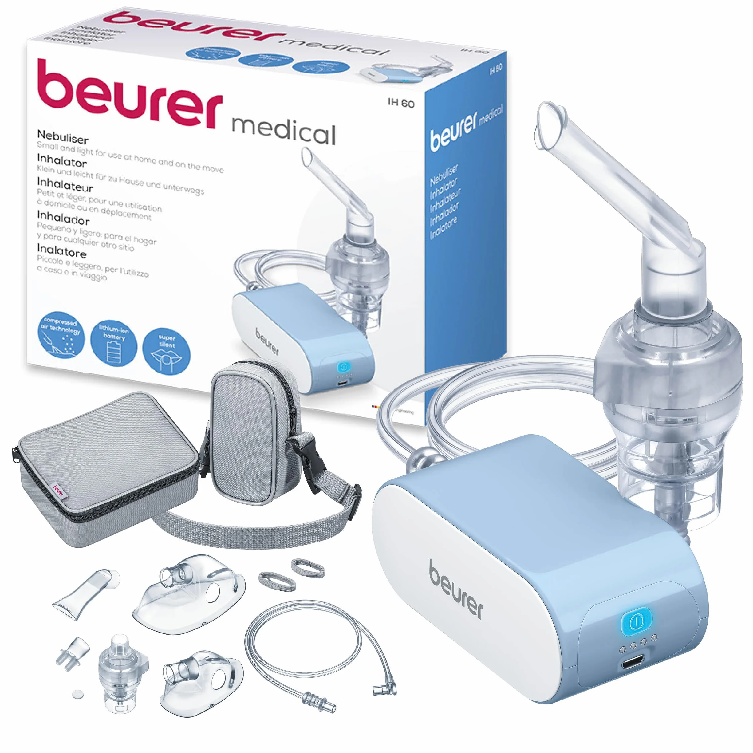 Beurer IH 60 Inhalator przenośny z akumulatorem, technologia sprężonego powietrza