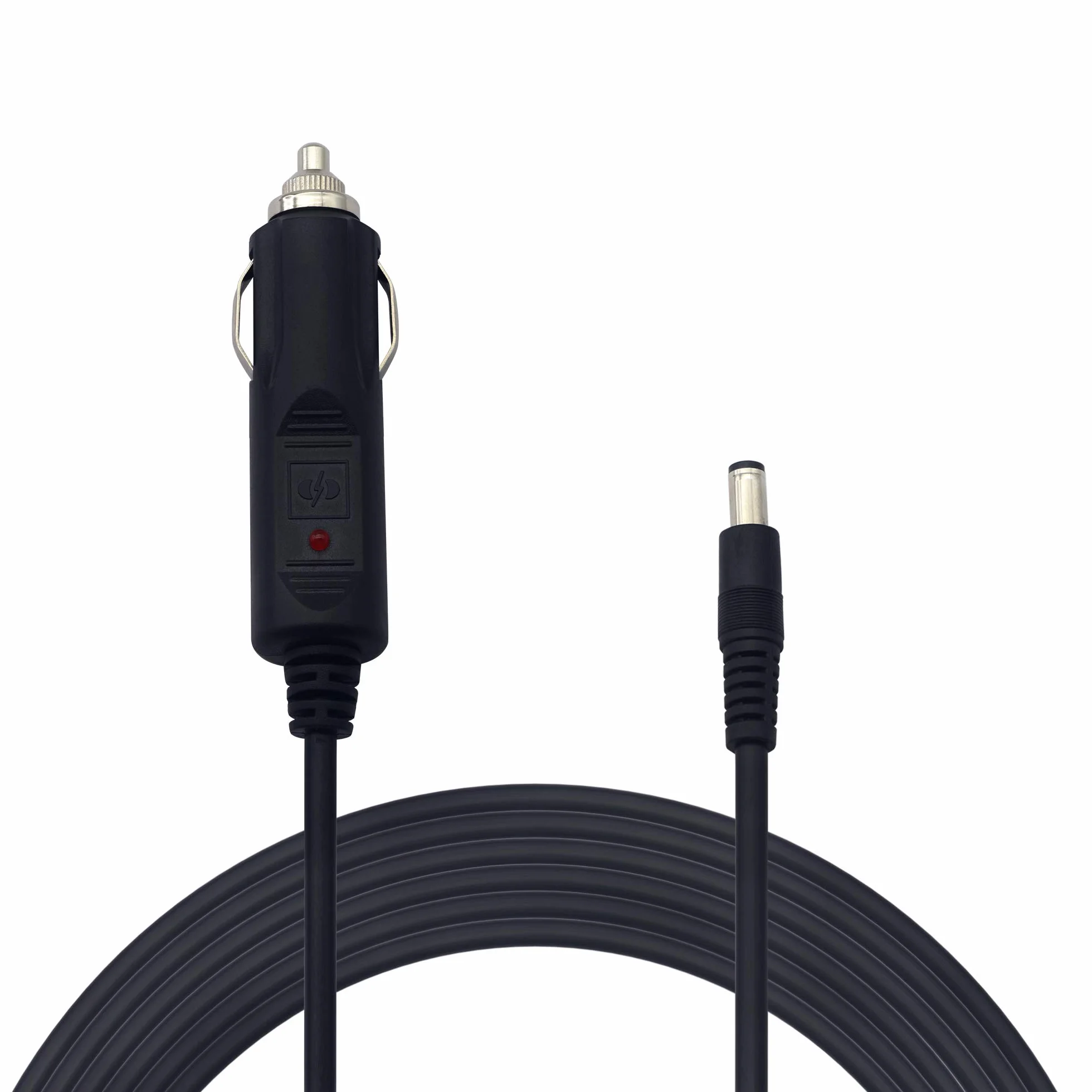 12 V-24 V DC 5,5 x 2,1 mm przedłużacz do zapalniczki samochodowej kabel z diodą LED do samochodów ciężarowych, autobusów, vanów (3 m)