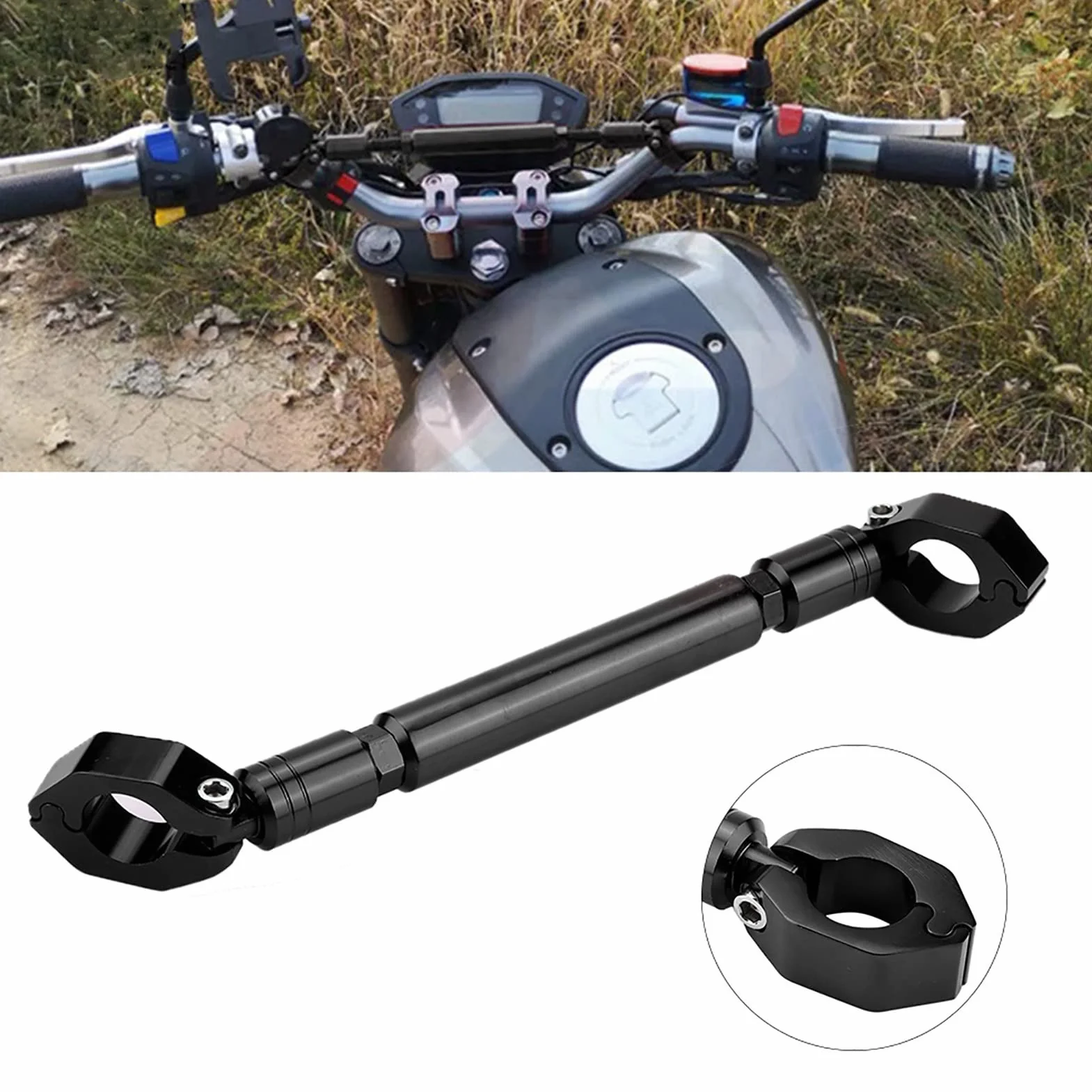 Uniwersalna Kierownica Motocyklowa ze Stopu Aluminium Crossbar 22 mm Czarna