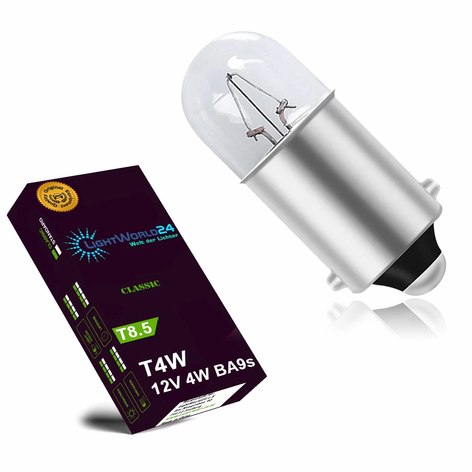 LIGHTWORLD24 10x T4W BA9s lampa postojowa lampa samochodowa 12V 4W gruszki światła parkingowe oświetlenie wnętrza oświetlenie wnętrza lampka sygnalizacyjna