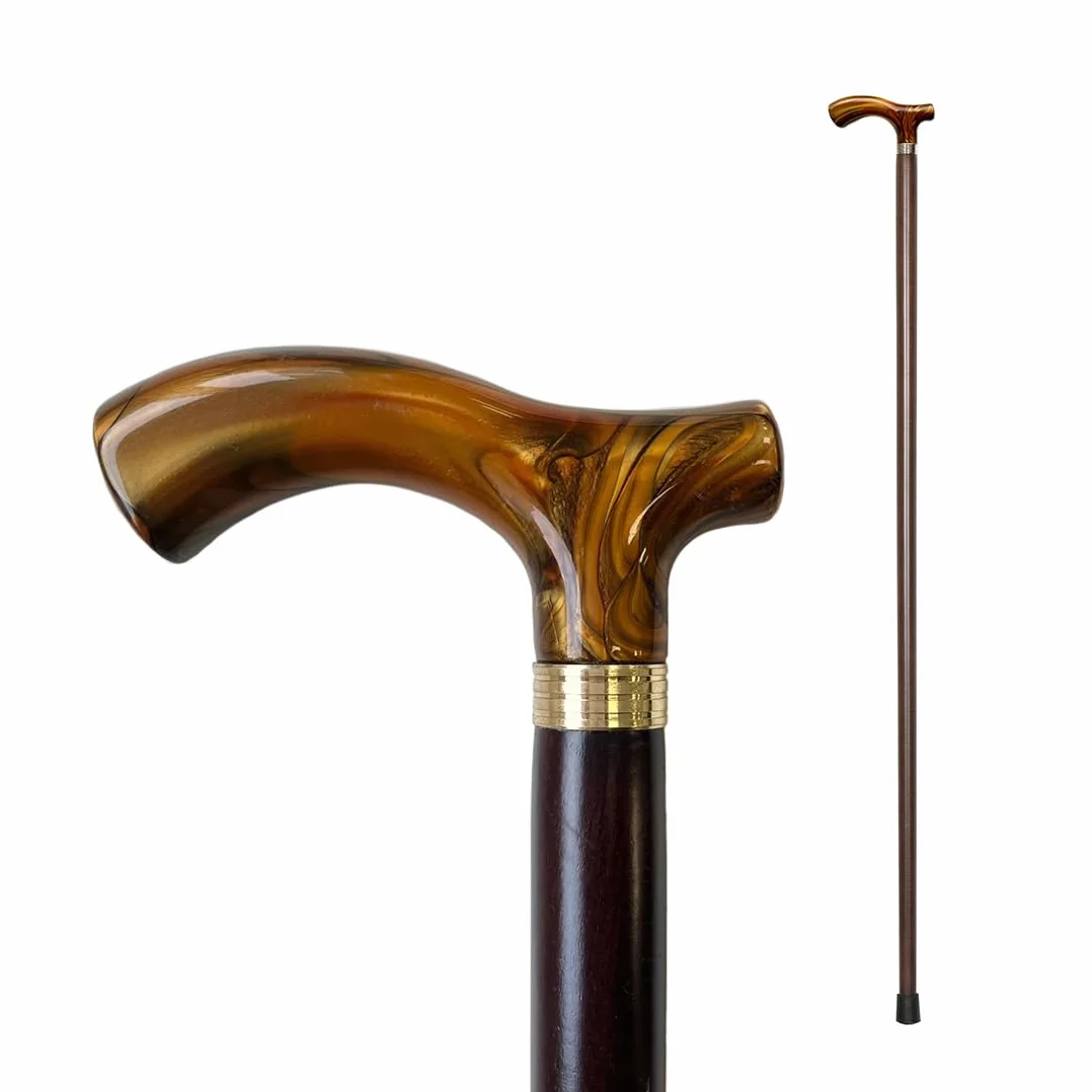 Flexor drewniana laska ergonomiczny uchwyt z metakrylanu brązowa