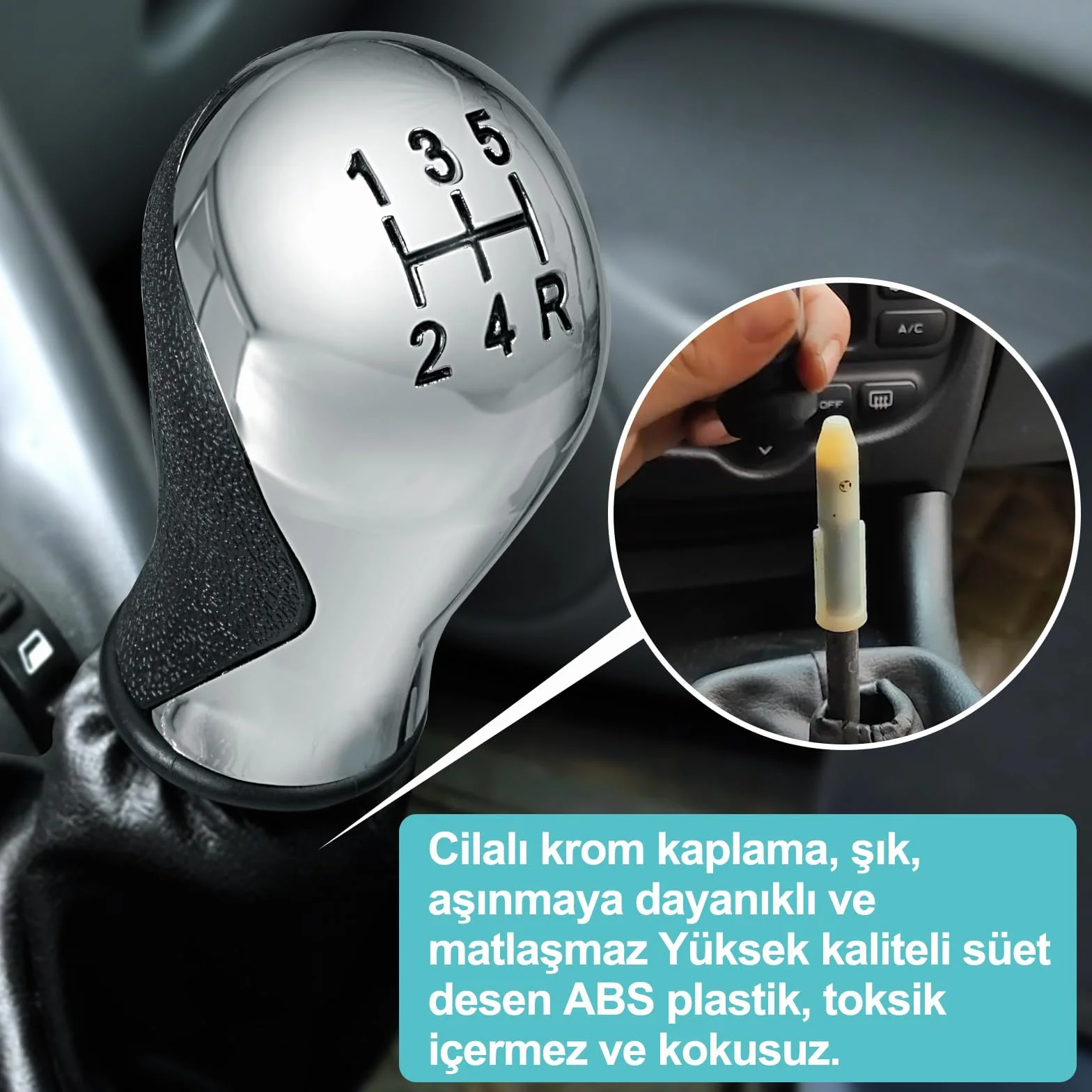 Spurtar ręczna gałka zmiany biegów 5 prędkości gałki zmiany biegów do Citroen C5 01-08 Xsara Picasso 1999-2008 - czarny i błyszczący chrom OE 2403Y8