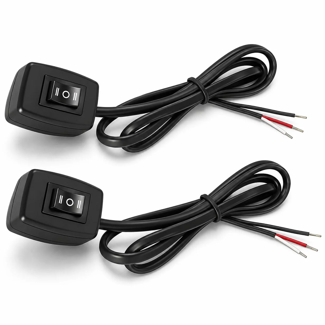 Powice 2 x przełącznik dźwigienkowy 12 V z samoprzylepną tylną stroną, 3 poziomy regulacji, 3 A, 12 V/24 V, przełącznik z kablem 75 cm, przełącznik dźwigienkowy 12 V do sterowania elektroniką