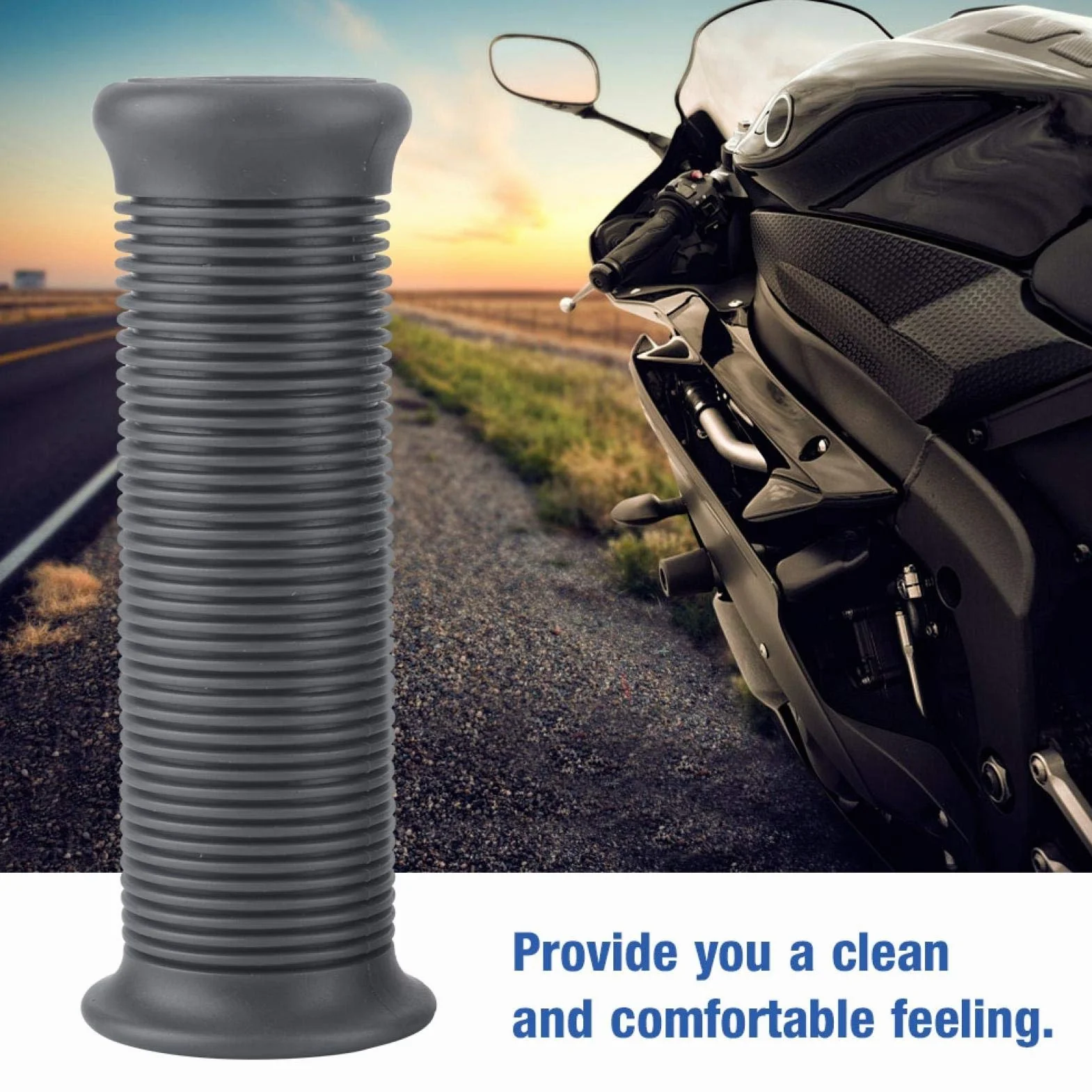 Uchwyty motocyklowe, Akozon 2 szt. 1 cal 25mm Uniwersalny motocyklowy uchwyt do kierownicy z TPU (ciemnoszary)