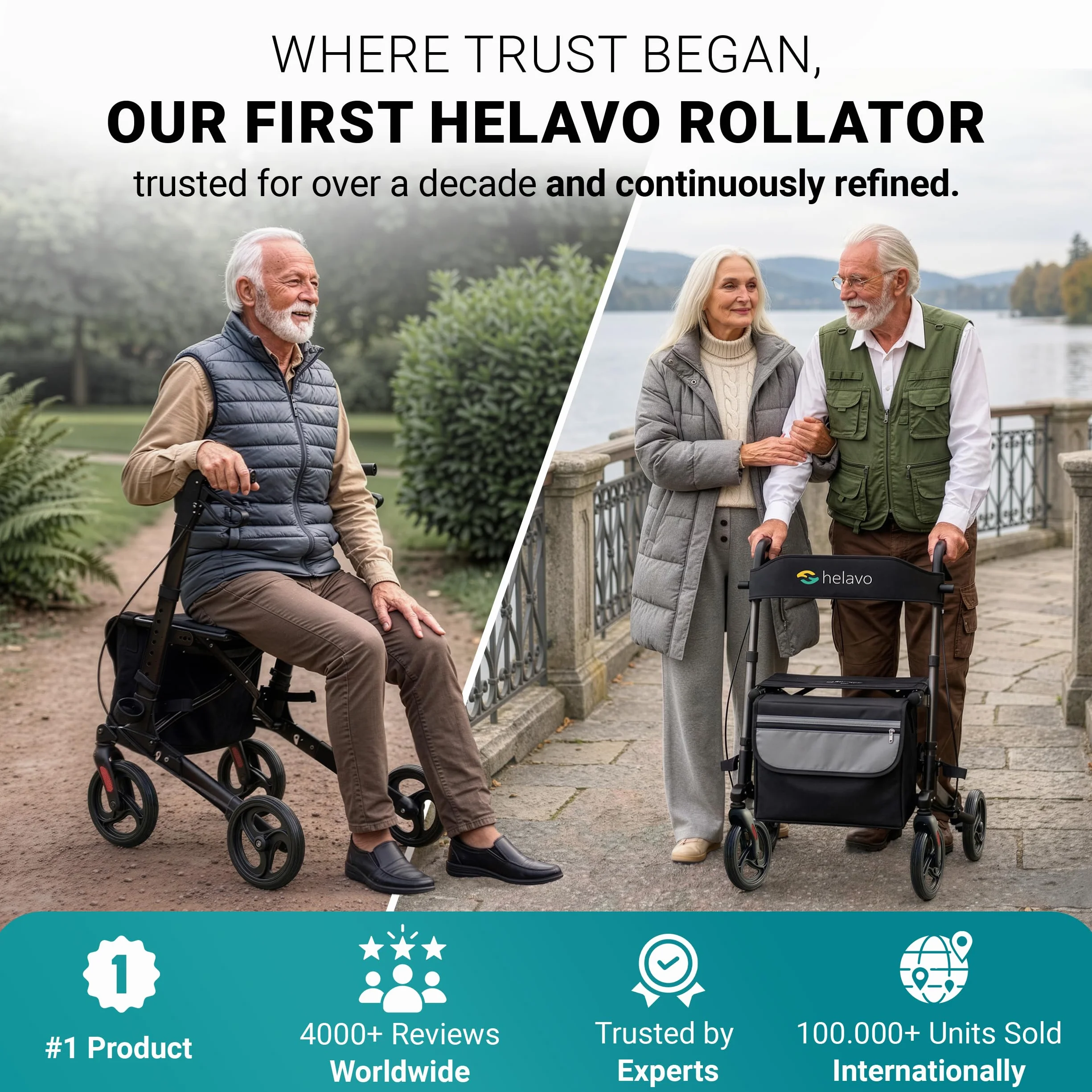 Helavo składany rollator premium - Lekkie aluminium