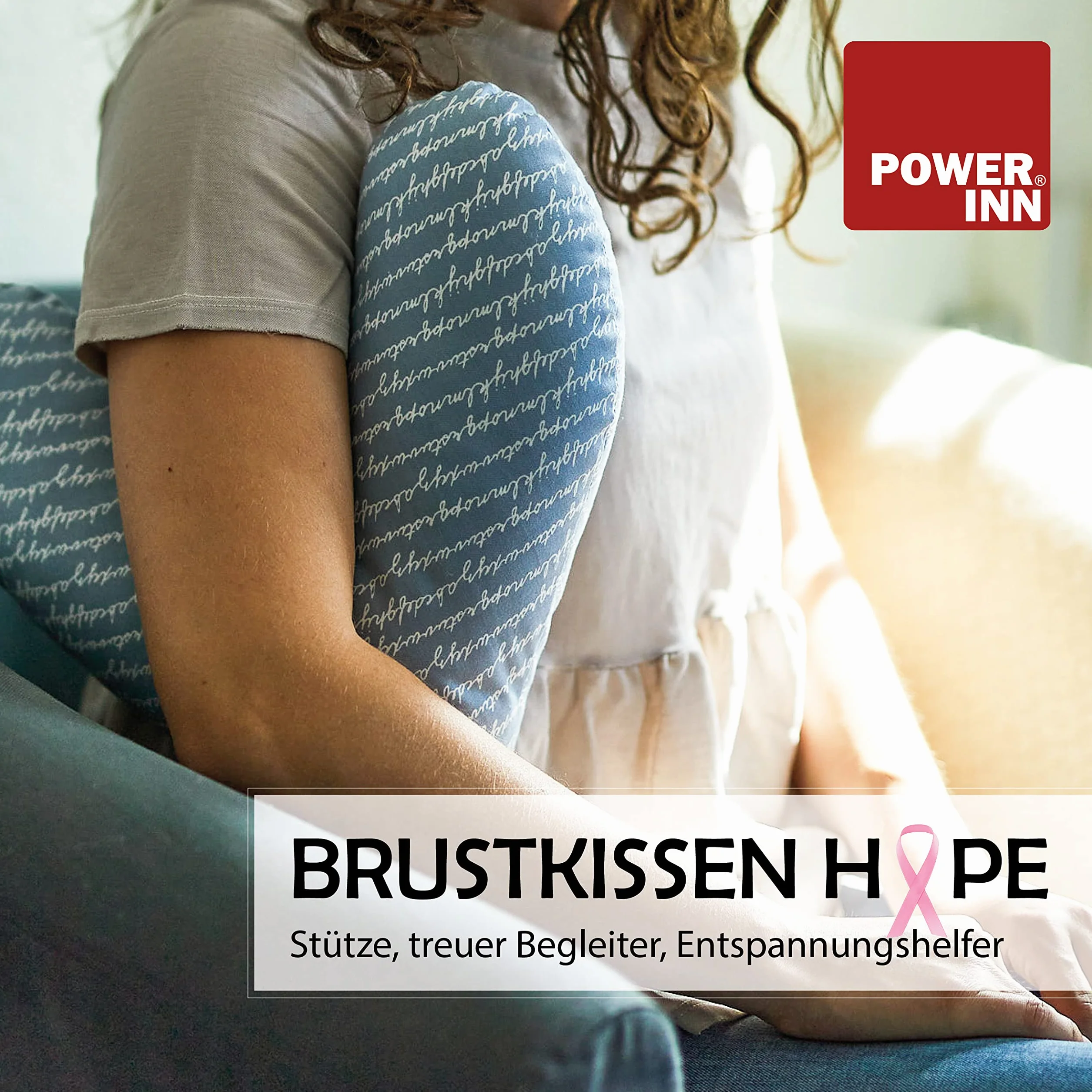 Poduszka na klatkę piersiową Hope 32x34 cm w kształcie serca do łagodzenia bólu po mastektomii 100% bawełna jasnoniebieska