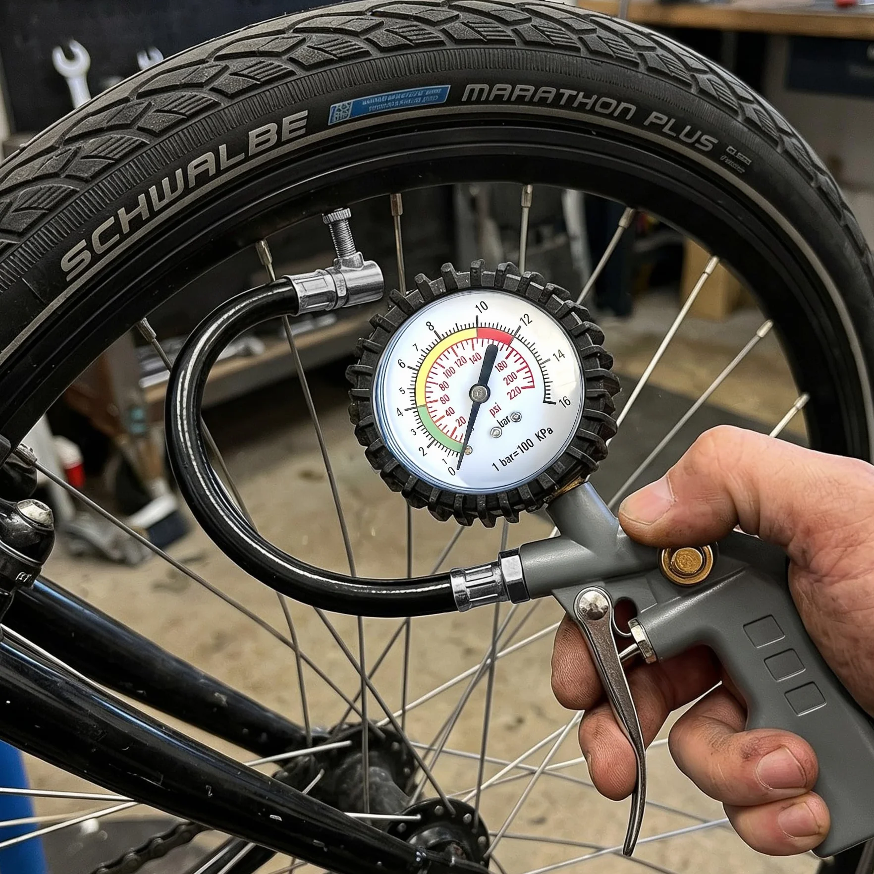 Retoo miernik ciśnienia w oponach i napełniacz 220 PSI, cyfrowy miernik ciśnienia powietrza, miernik ciśnienia w oponach do samochodów, motocykli, rowerów, wielofunkcyjny urządzenie do pomiaru