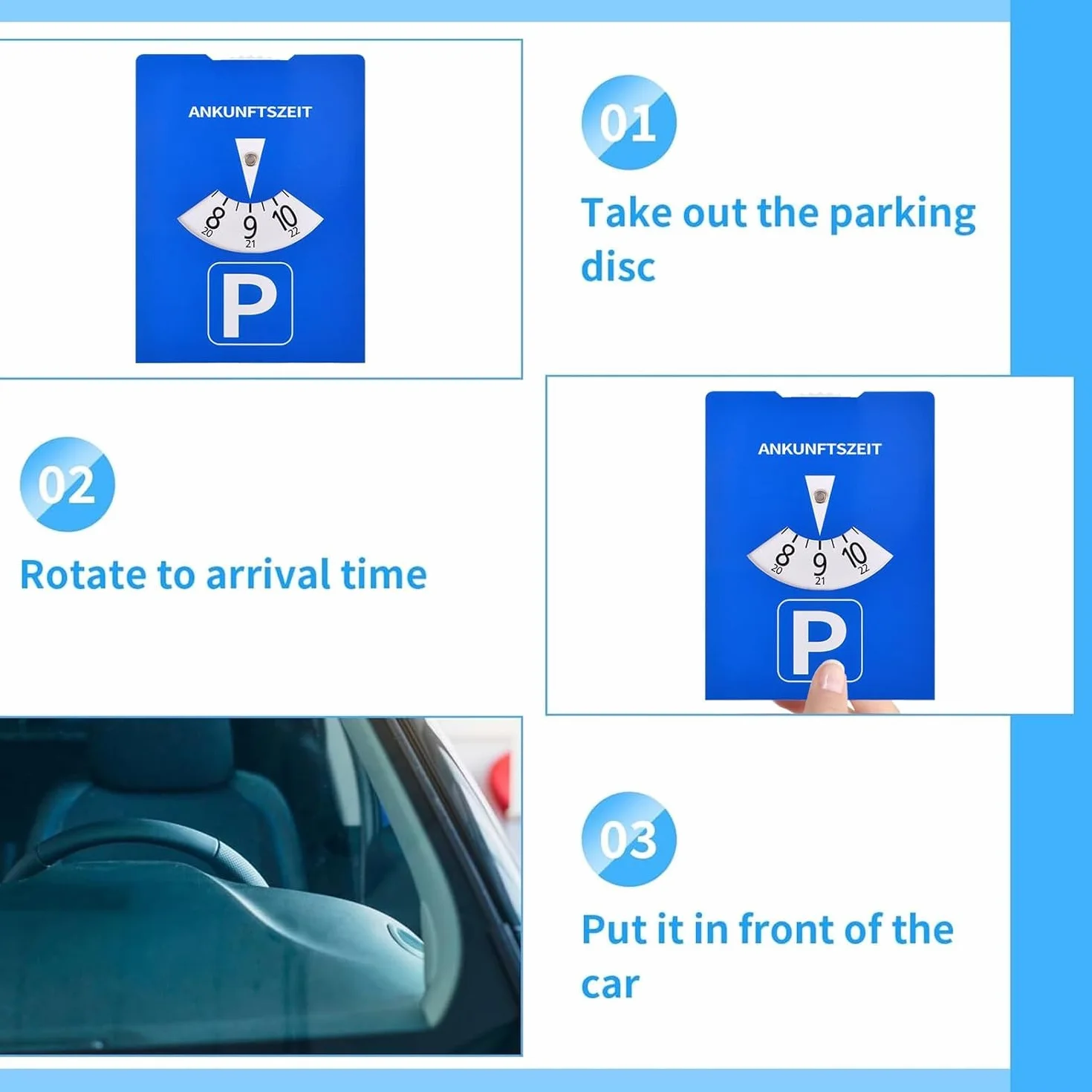 10 sztuk Tarcza parkingowa z papieru 11x15cm Niebieska Tarcza parkingowa Samochodu Zegar parkingowy Dysk parkingowy Z papieru Dla pojazdów Samochodu Parkowanie Tarcza parkowania Zegar parkingowy