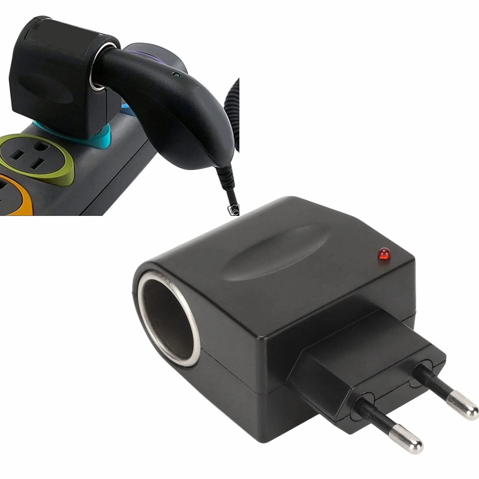 Przetwornica 12V 1A DC, AC 240V do DC 12V Gniazdo Zapalniczki Samochodowej Zasilacz, 12W Konwerter Zasilacza Transformator ścienny Adapter Wtyczki do Małej Elektroniki Samochodowej(E.U. Plug)