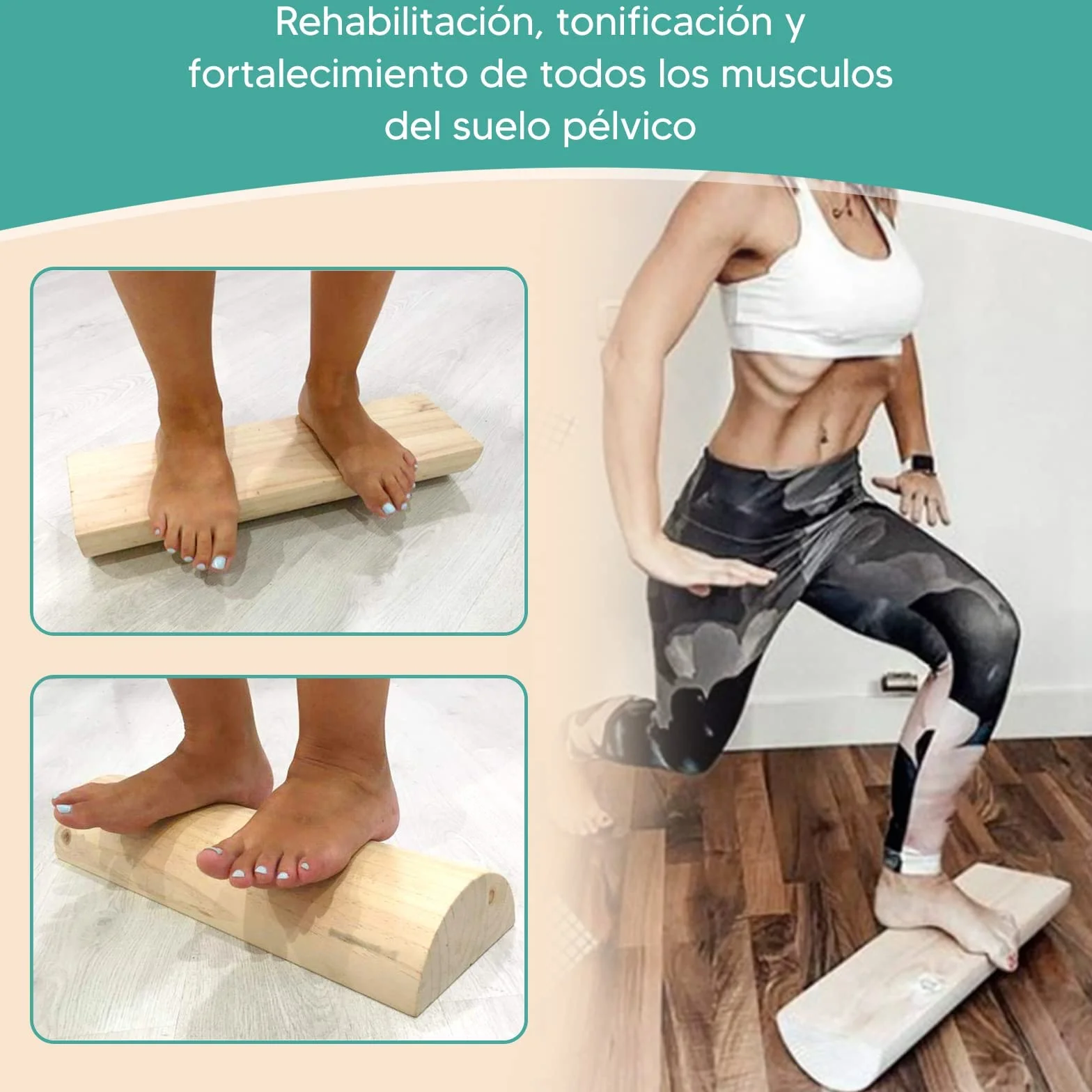 TWR Propioceptywny bagażnik 5P do podłogi miednicy 49,5x17x7,5 cm drewno naturalne ćwiczenia hipopresyjne pilates