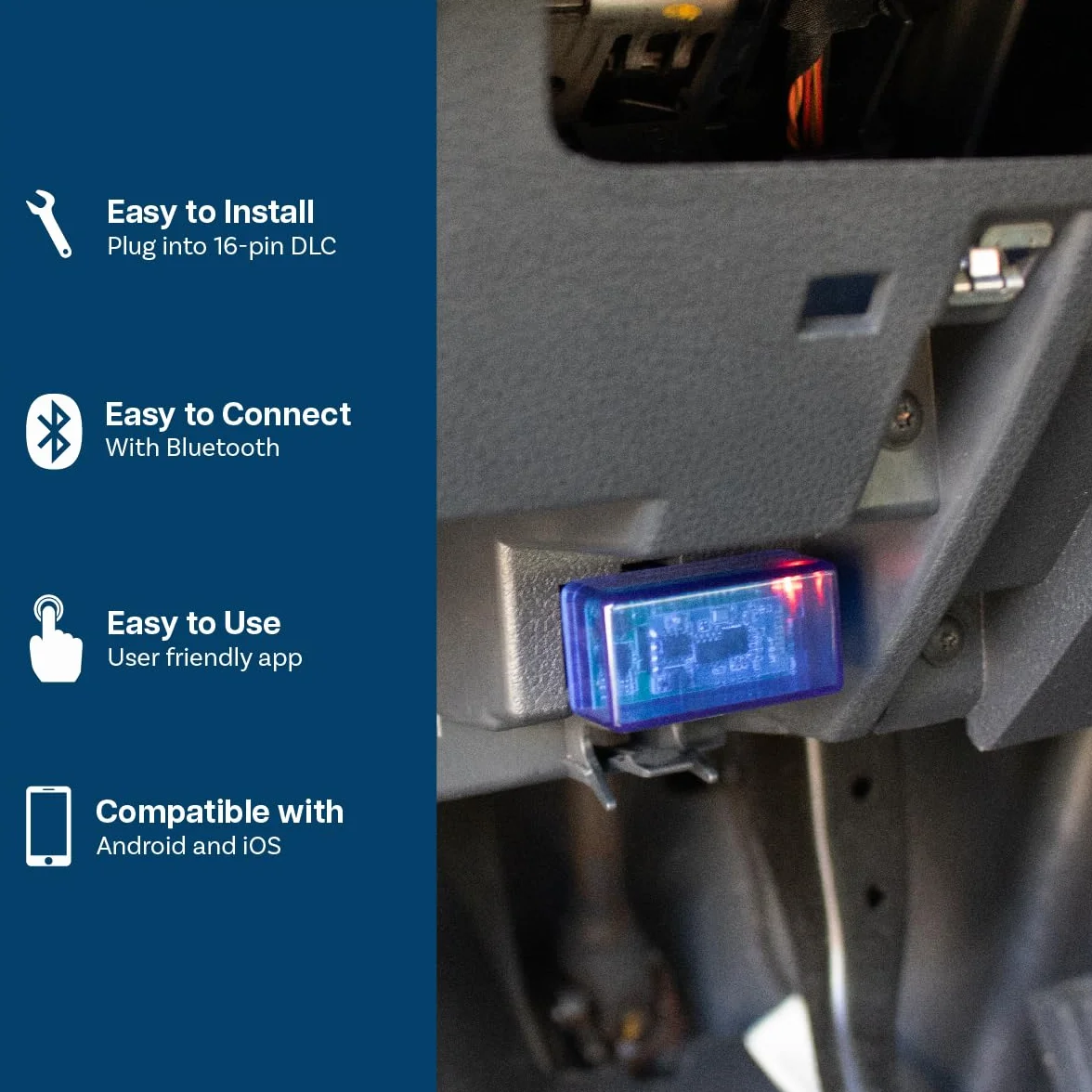 MMOBIEL Gniazdo OBD2 Bluetooth – OBD Skaner Samochodowy Kompatybilny z iOS, iPhone, iPad i Android - Bluetooth Carscanner – Kable OBD2 Bezprzewodowy Czytnik Kodów Samochodowych OBD - Mini V2.1