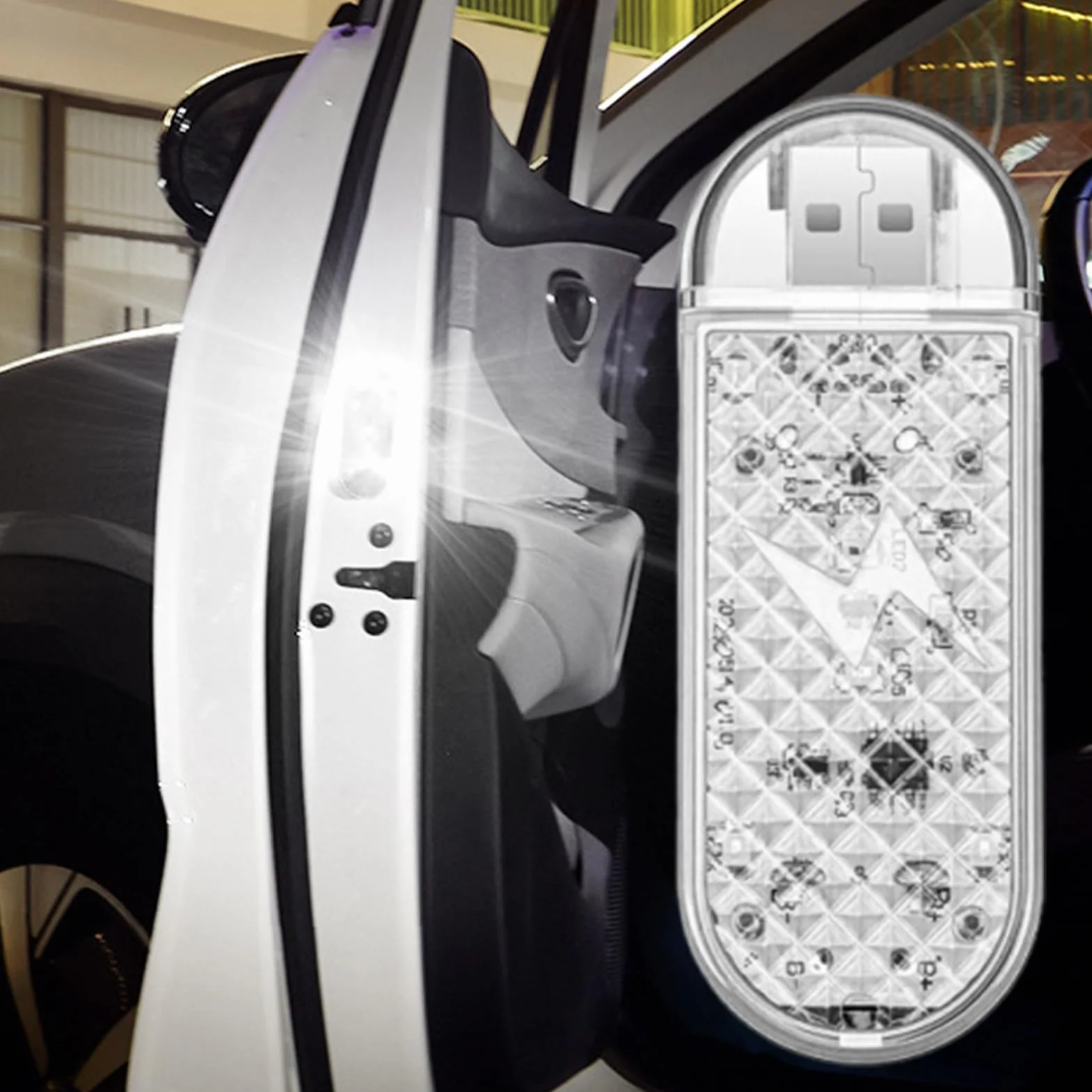 Magnetyczna lampka LED z czujnikiem powitalnym do drzwi samochodu, oświetlenie projektora USB