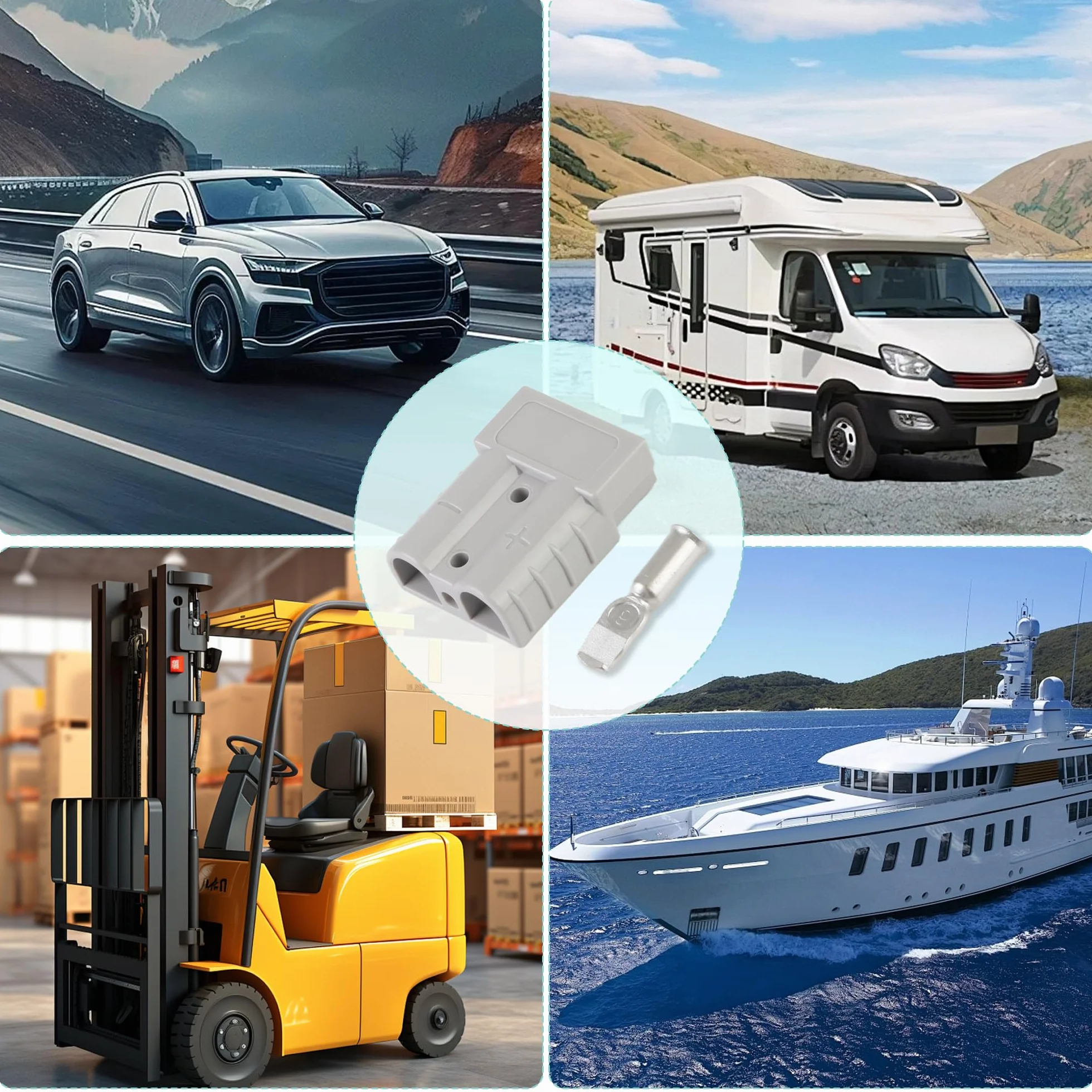 Anderson wtyczka 50 A, 600 V, przyłącze akumulatora Quick Connect, wtyczka do akumulatora z 12 zaciskami miedzianymi, Fiche de Batterson 50 A do samochodów, przyczep kempingowych, wózków elektrycznych