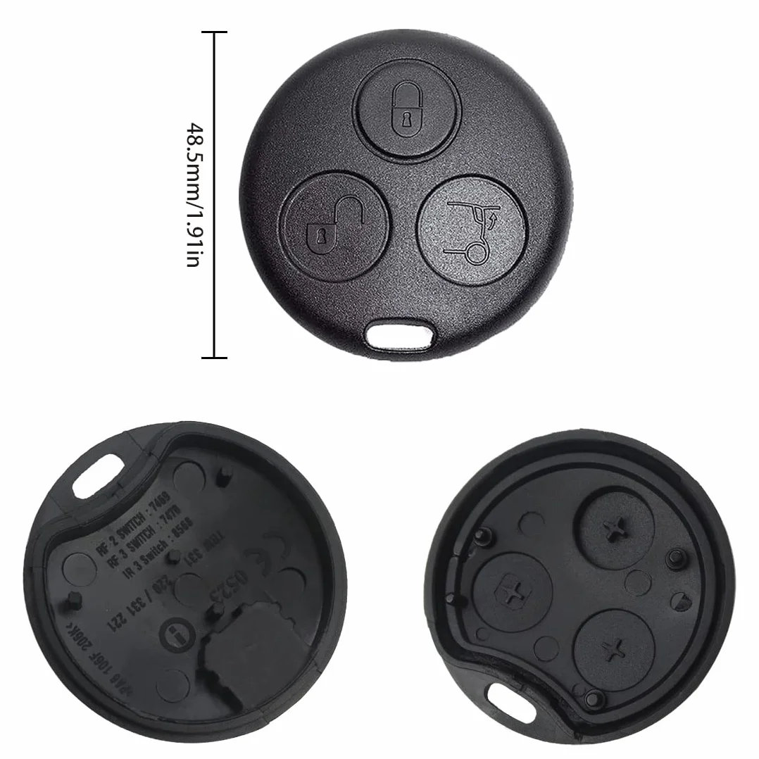 Etui na kluczyki samochodowe kompatybilne z Smart Fortwo 450 MC01 Roadster Cabrio Coupe 98-07, obudowa kluczyka samochodowego, zamiennik kluczyka radiowego, 2 sztuki