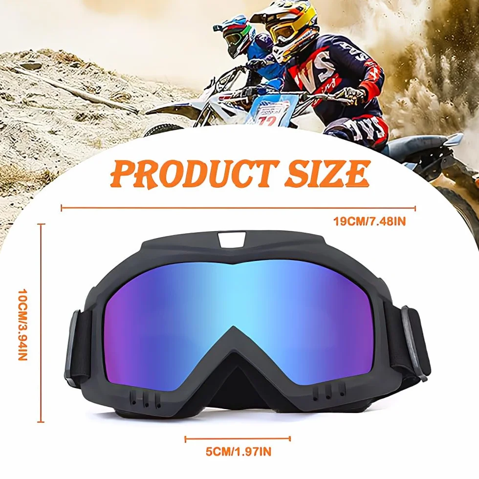 Gogle narciarskie, okulary UV-motocrossowe, okulary do sportów na świeżym powietrzu, do jazdy konnej, wspinaczki/narciarstwa (czarna ramka + kolorowe soczewki)