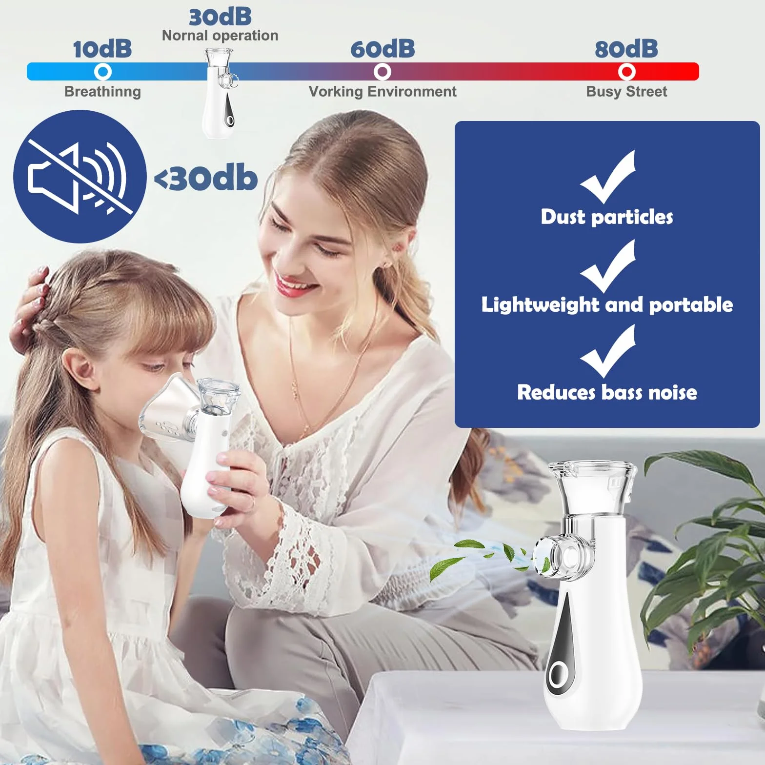 GIBOHOM inhalator USB-C dla dorosłych i dzieci, z 2 maskami i ustnikiem, przenośny