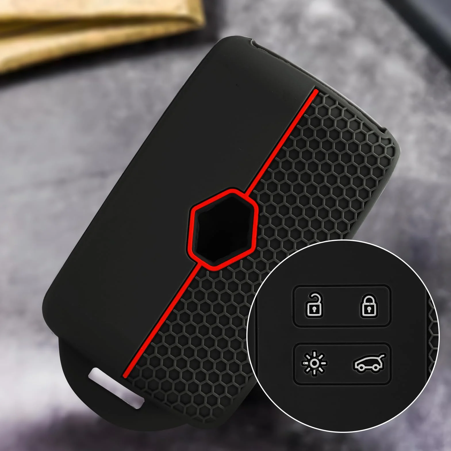 Zestaw 2 etui na kluczyki samochodowe do Renault Clio Megane Koleos Kadjar Kangoo Twingo Talisman Captur Space Dacia Duster Silikonowe etui na klucze, 3 przyciski (czarne czerwone)