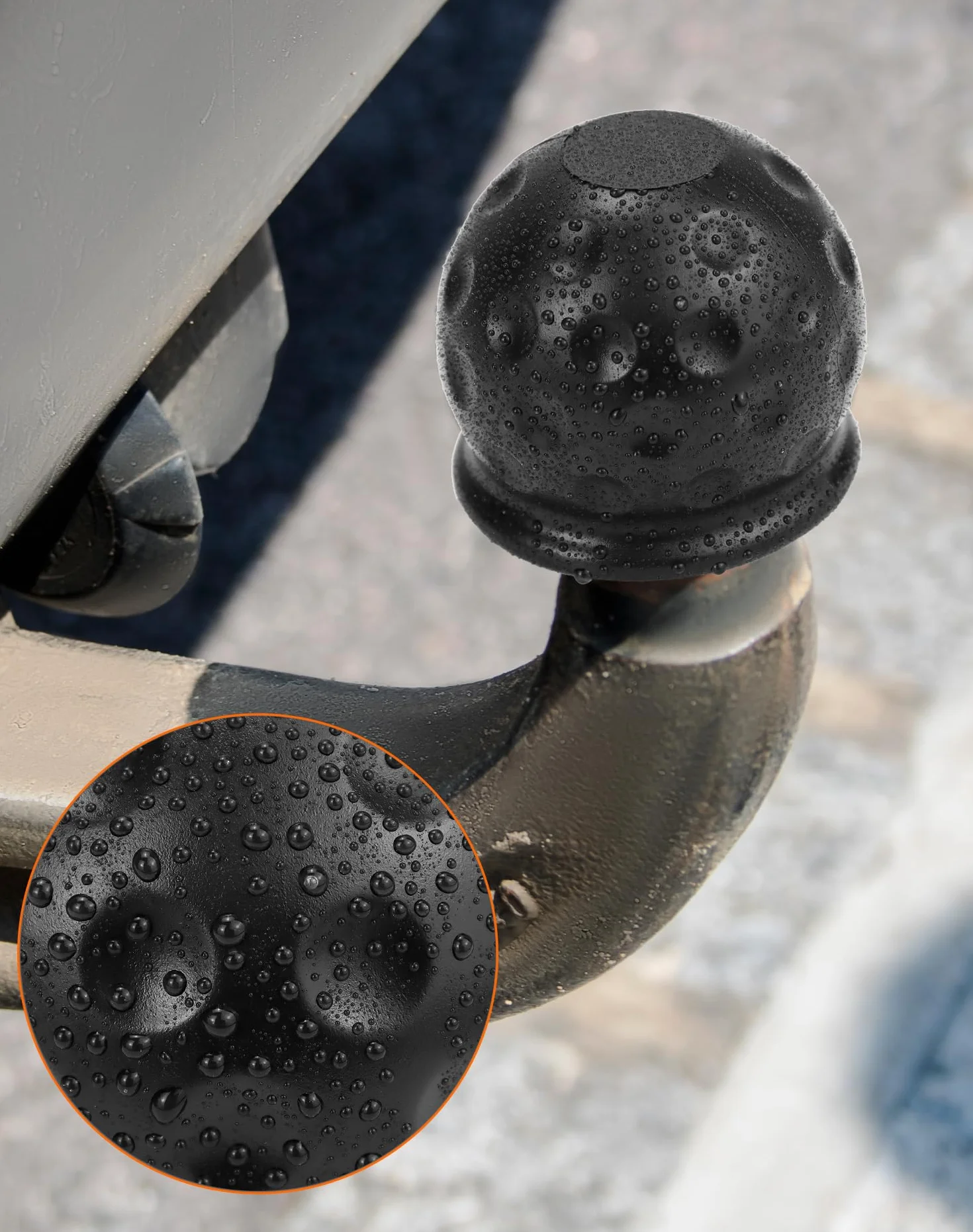 QWORK® Zestaw 4 osłon zaczepu przyczepy, gumowej osłony zaczepu przyczepy 50 mm, głowicy kulowej zaczepu przyczepy do przyczep, samochodów osobowych, ciężarówek i pojazdów kempingowych (czarny)