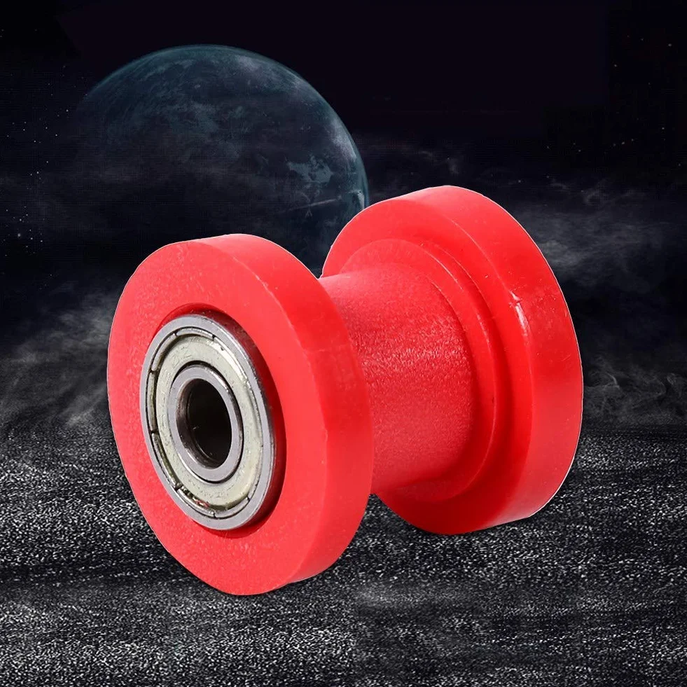 Rolki łańcucha napędowego 10mm łańcuch rolkowy suwak napinacz prowadnica koła Pit Dirt Mini Bike Moto Atv czerwony