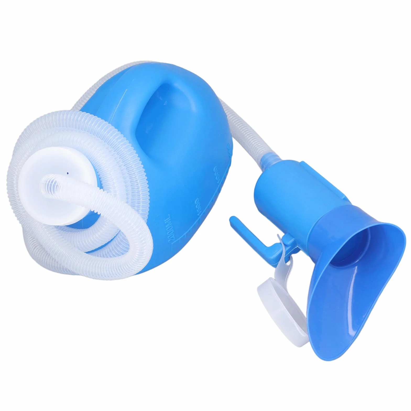 Męska Butelka na Mocz 2000 Ml z Dużym Otworem, Mocna Plastikowa z Długim Wężem, do Szpitala Podróży (BLUE)