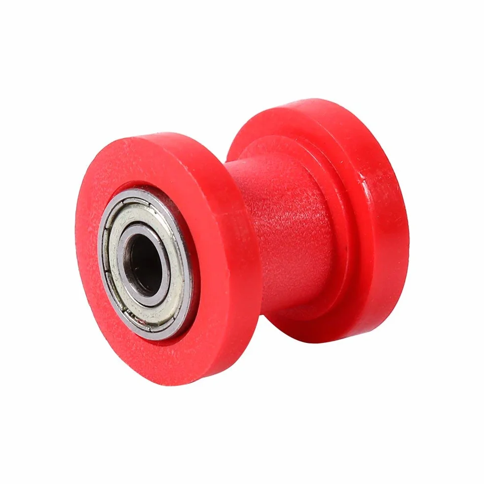 Rolki łańcucha napędowego 10mm łańcuch rolkowy suwak napinacz prowadnica koła Pit Dirt Mini Bike Moto Atv czerwony
