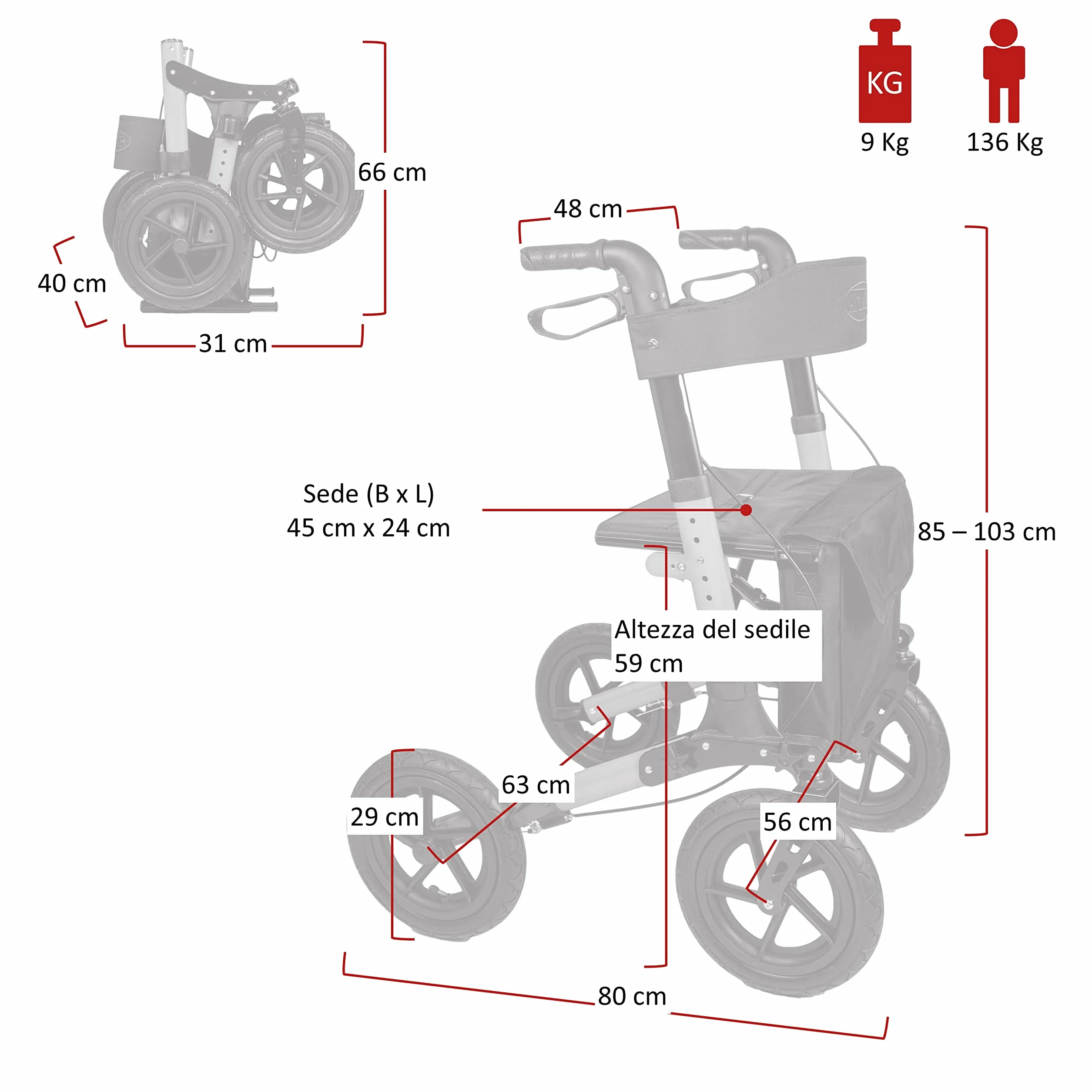 Antar Chodzik Typu Walker Srebrny Czarny 63 x 30 x 38 cm