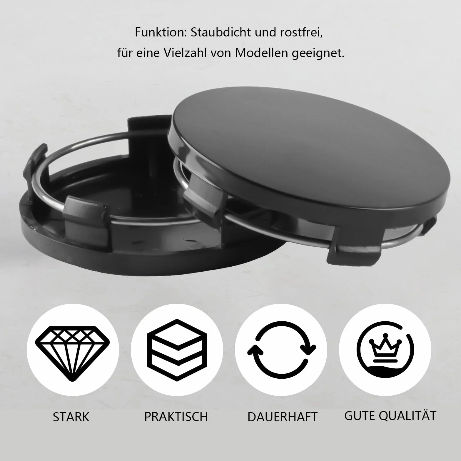 Komplet 4 sztuk Kapsle do piast kół, pokrywy piast ID 56mm OD 60mm, kapsle do felg, kapsle do piast, kapsle do samochodowych piast, Uniwersalne pokrywy piast ABS na dodatki do kół, kolor czarny