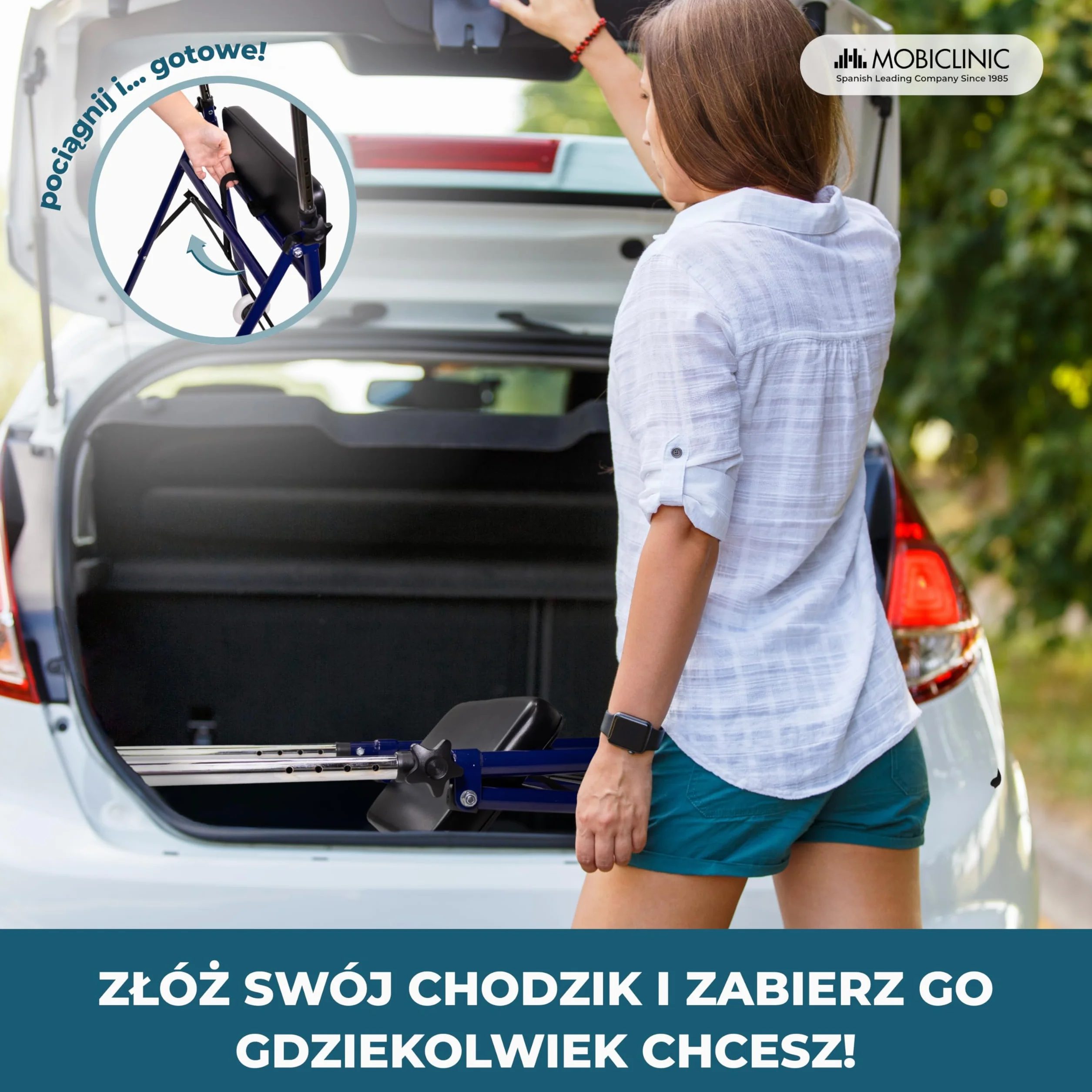 Emérita Mobiclinic Chodzik dla osób starszych Składany Siedzisko 2 koła Niebieski